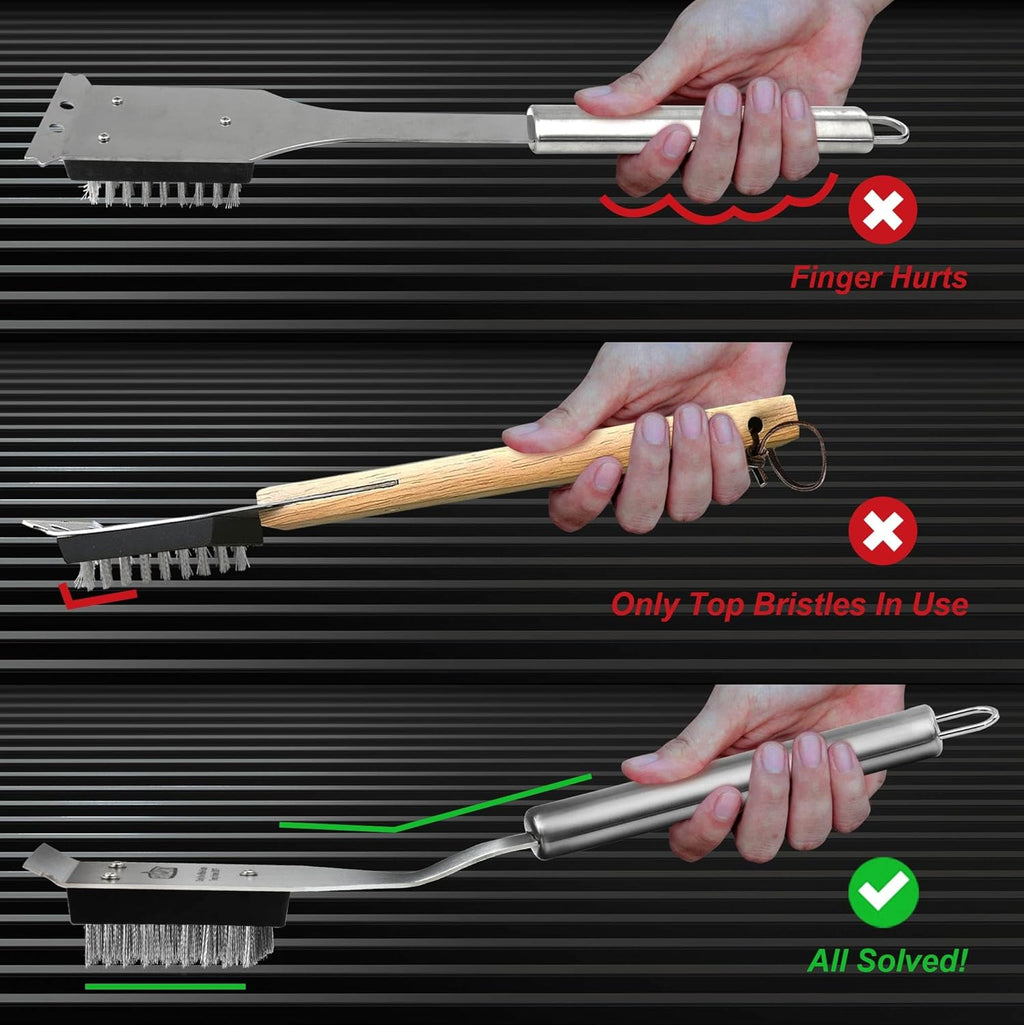GRILLART Grill Brush and Scraper, Wire BBQ Grill Brush for Outdoor Grill, 16.5‰۝ Grill Cleaning Brush BBQ Grill Accessories, Safe Grill Cleaner Brush-Ideal Gift for Men/Dad BBQ Brush for Grill Cleaning