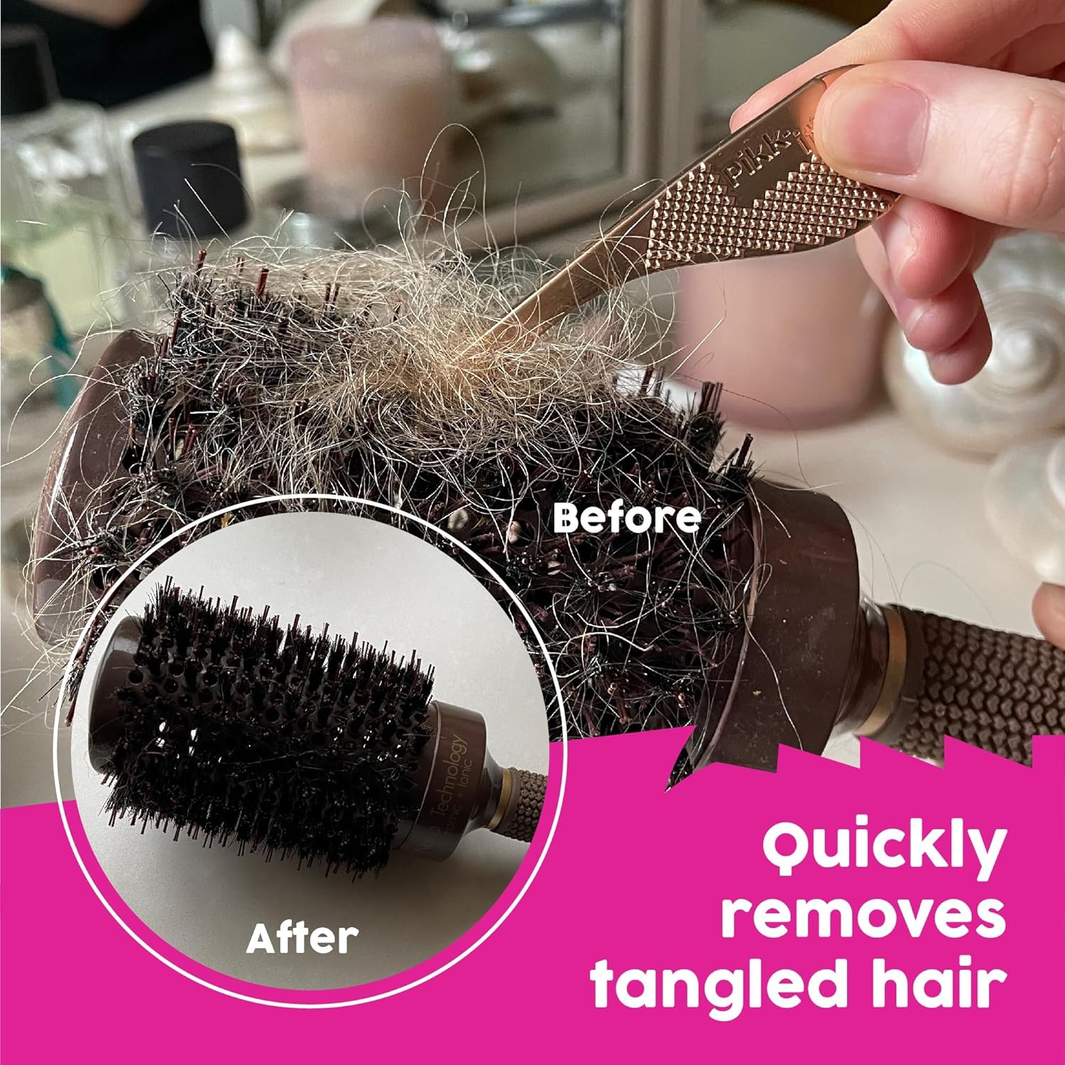 Pikk-it Vacuum Hair Brush Cleaner Tool ‰ÛÒ Removes Tangled Hair from Vacuums & Hairbrushes | Pet & Human Hair Removal Comb Rake | Improves Vacuum Cleaning Power (Single/Twin Pack) (1)