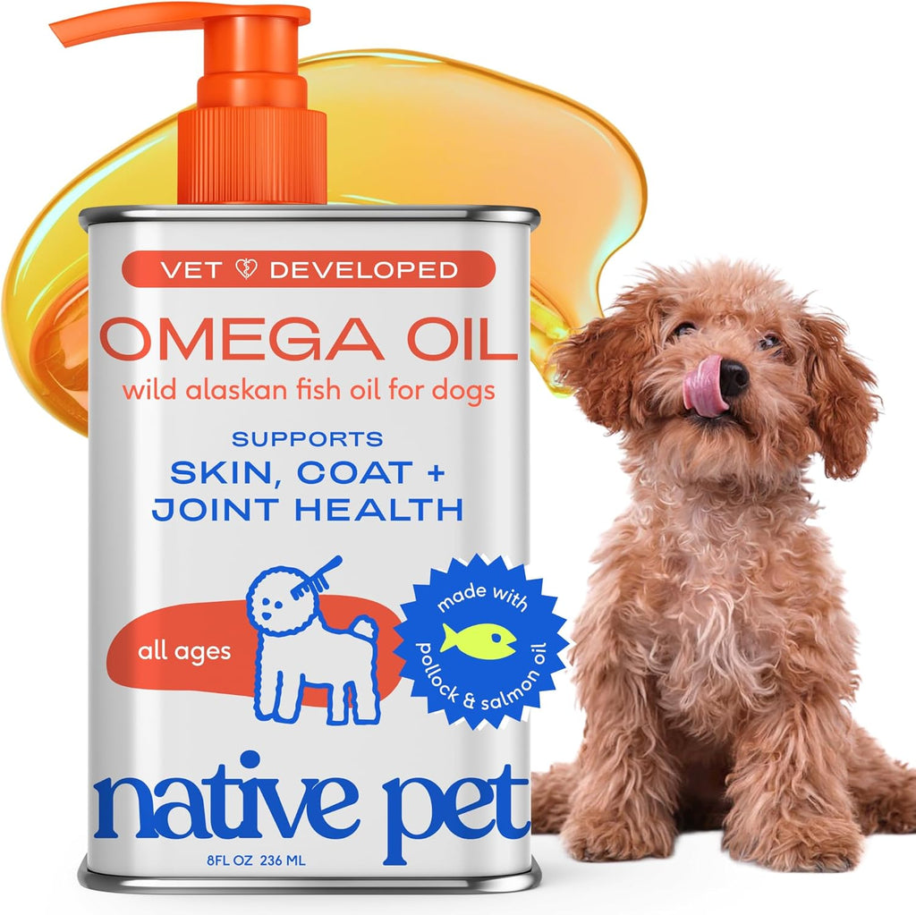 Native Pet Omega 3 Fish Oil for Dogs & Cats ‰ÛÒ Wild Alaskan Salmon Oil for Dogs Skin and Coat, Supports Joints, Heart & Shedding ‰ÛÒ Fast-Absorbing Omega 3 6 9 Liquid Supplement ‰ÛÒ 8oz