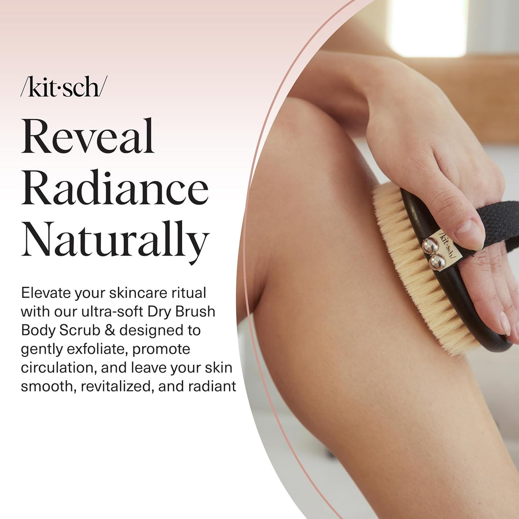 Kitsch Dry Brushing Body Brush for Lymphatic Drainage- Soft Bristles Shower
