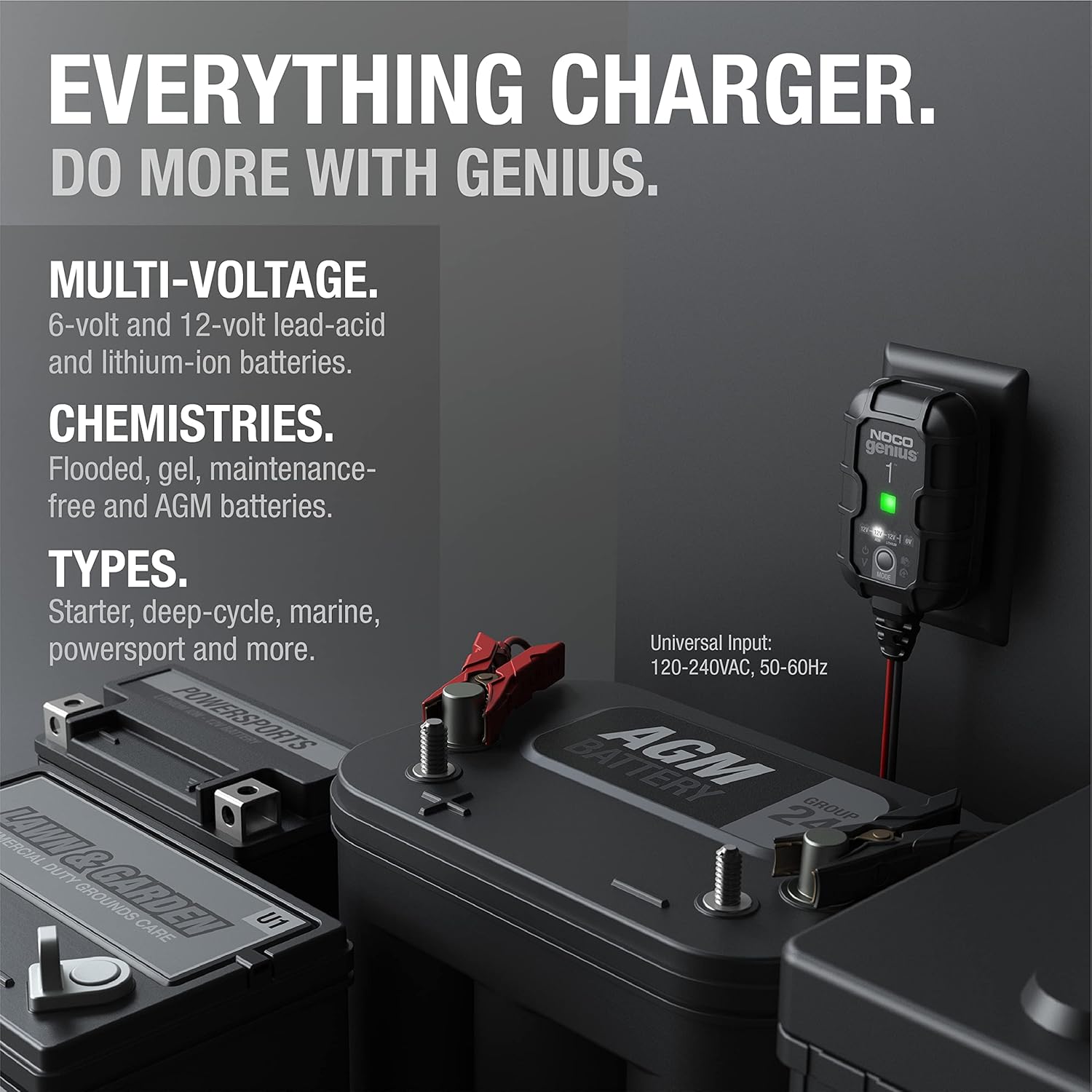 NOCO GENIUS1: 1A 6V/12V Smart Battery Charger ‰ÛÒ Automatic Maintainer, Trickle Charger & Desulfator with Overcharge Protection & Temperature Compensation ‰ÛÒ for Lead-Acid & Lithium Batteries