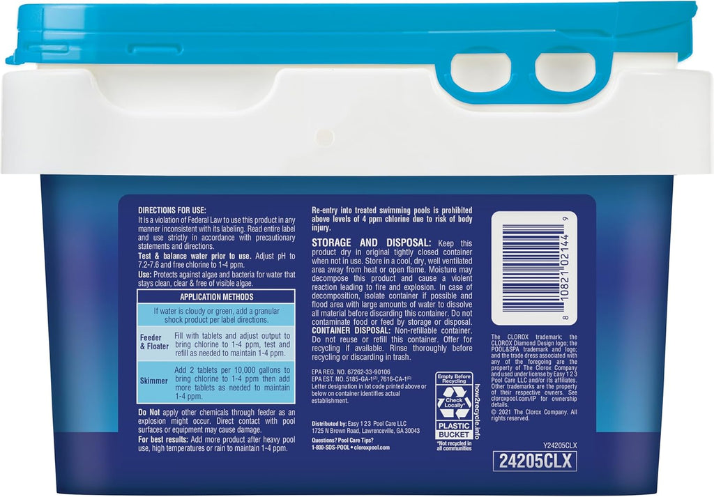Clorox Pool&Spa XTRABLUE 3‰۝ Chlorinating Tablets, Individually Wrapped, Kills Bacteria & Stops Algae (5 LB)