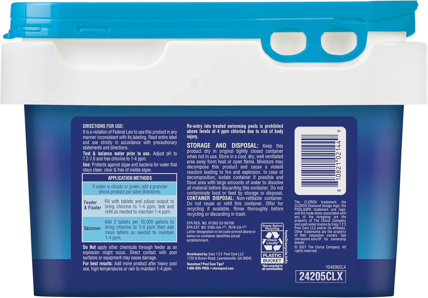 Clorox Pool&Spa XTRABLUE 3‰۝ Chlorinating Tablets, Individually Wrapped, Kills Bacteria & Stops Algae (5 LB)