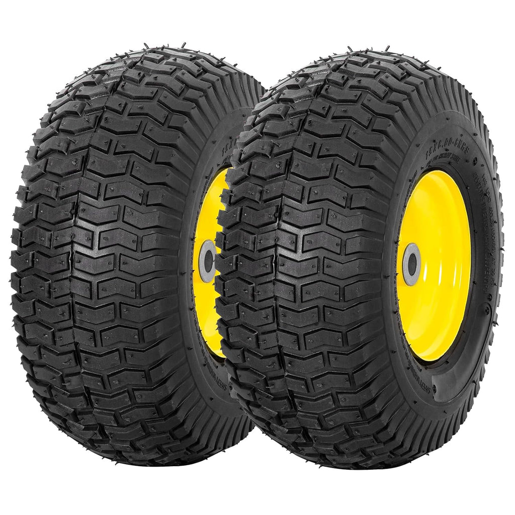2 Pack 15x6.00-6 Lawn Mower Front Tire and Wheel Assembly, Fits John Deere