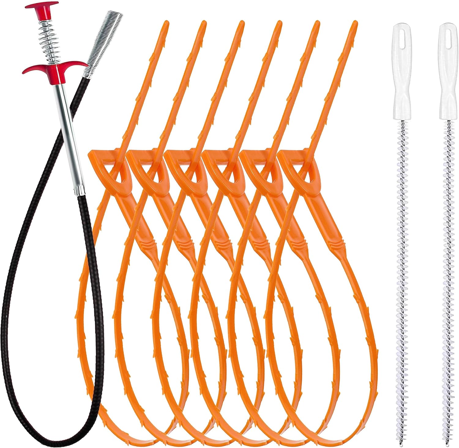 35.5inch Drain Clog Remover(1pcs), 25inch Drain Snake Hair Remover(6pcs) •?