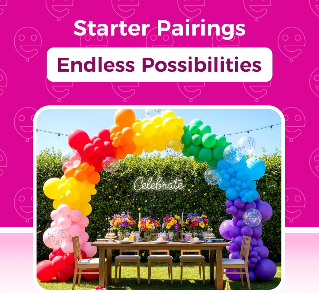 Bezente Assorted Rainbow Latex Balloons, 100 Pack 12 inch Round Helium Bright