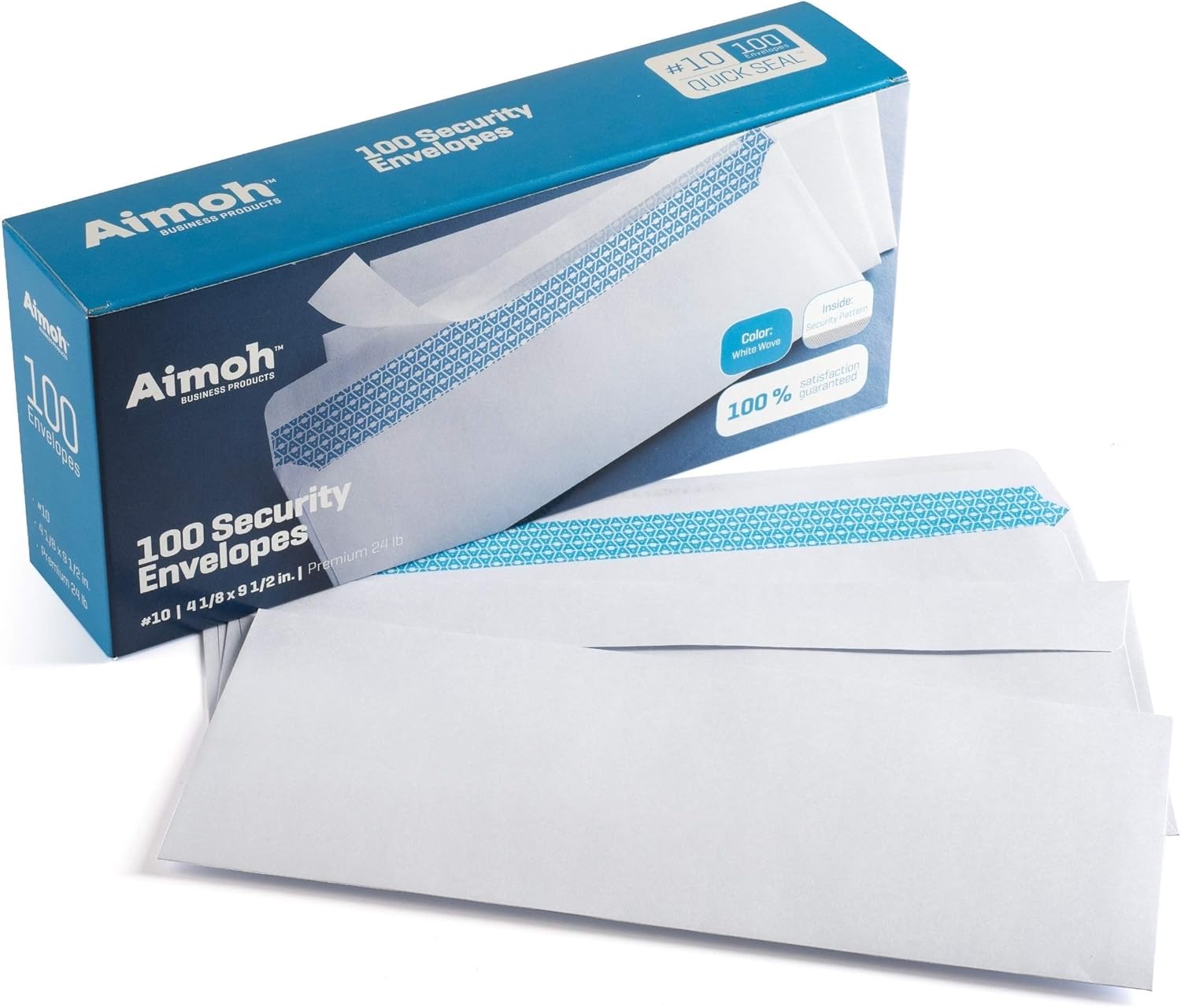 Aimoh #10 Security Self Seal Envelopes ‰ÛÒ 100 Qty |No Window, EnveGuard, 4‰ÉÝ x 9å?", White, 24 LB, 100 Count (34100)