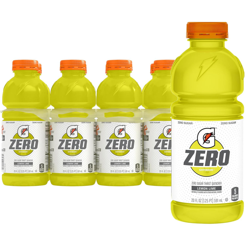 Gatorade Zero Sugar Thirst Quencher Sports Drinks, Lemon-Lime, 20 Ounce