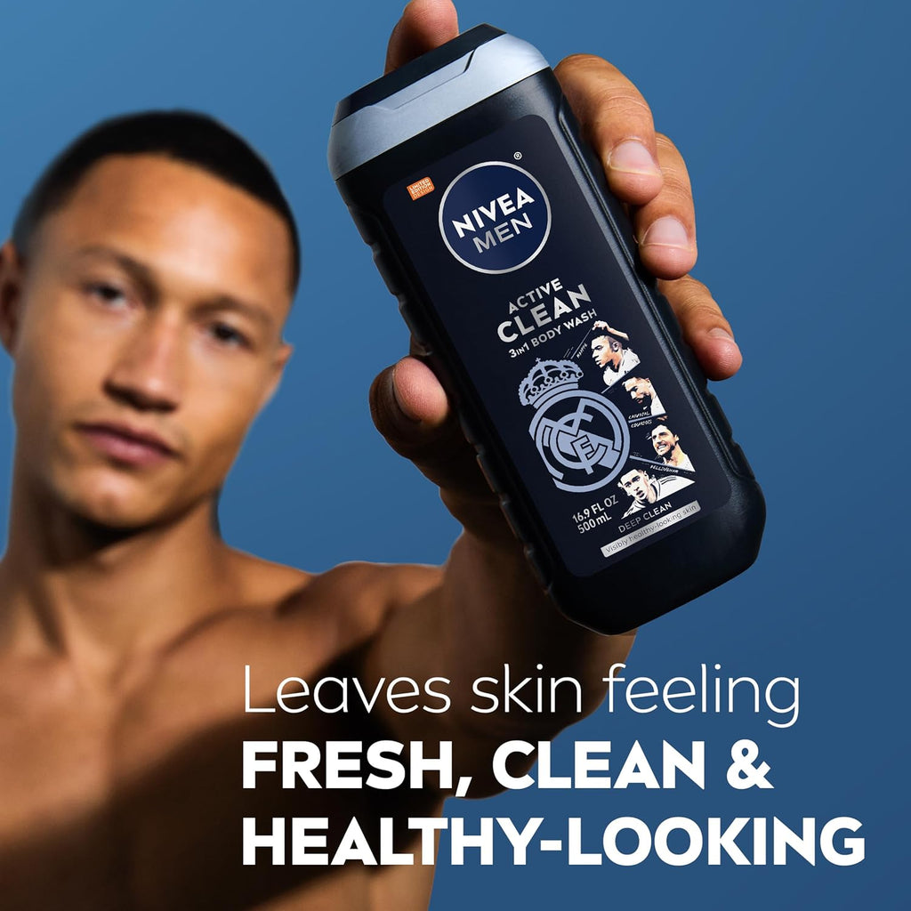 NIVEA MEN Real Madrid Limited Edition Design Active Clean Body Wash with