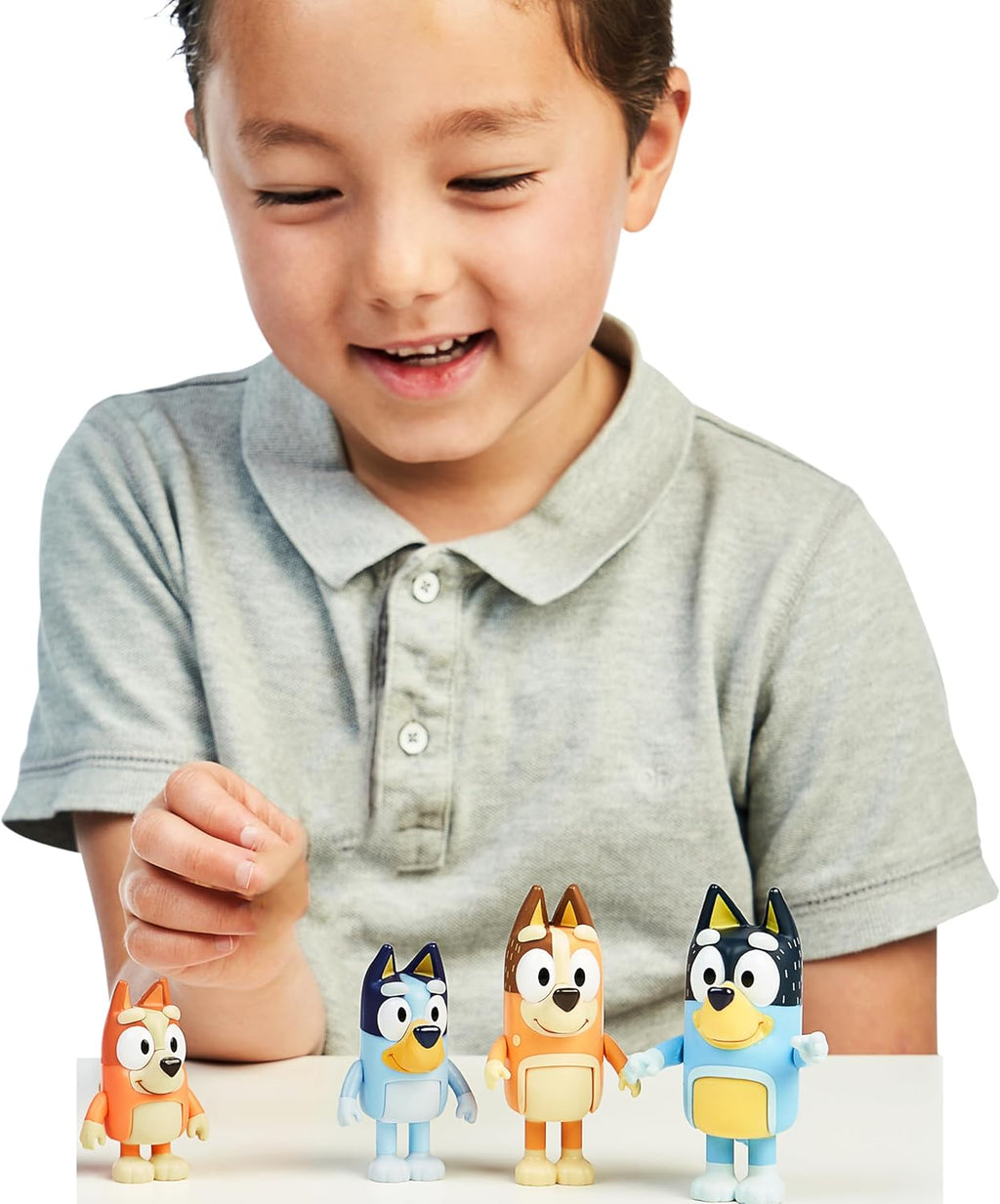 Bluey Family Figure Pack of 4, Robust Poseable Character Toys with Bingo