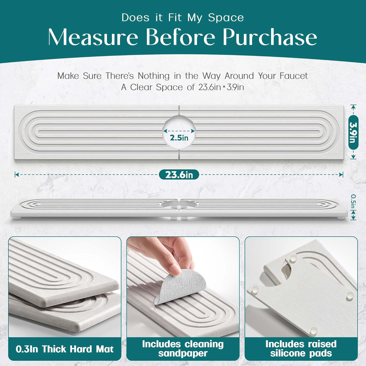 Eormoe Faucet Mat for Kitchen Sink ‰ÛÒ Diatomite Stone Drying Mat & Sink