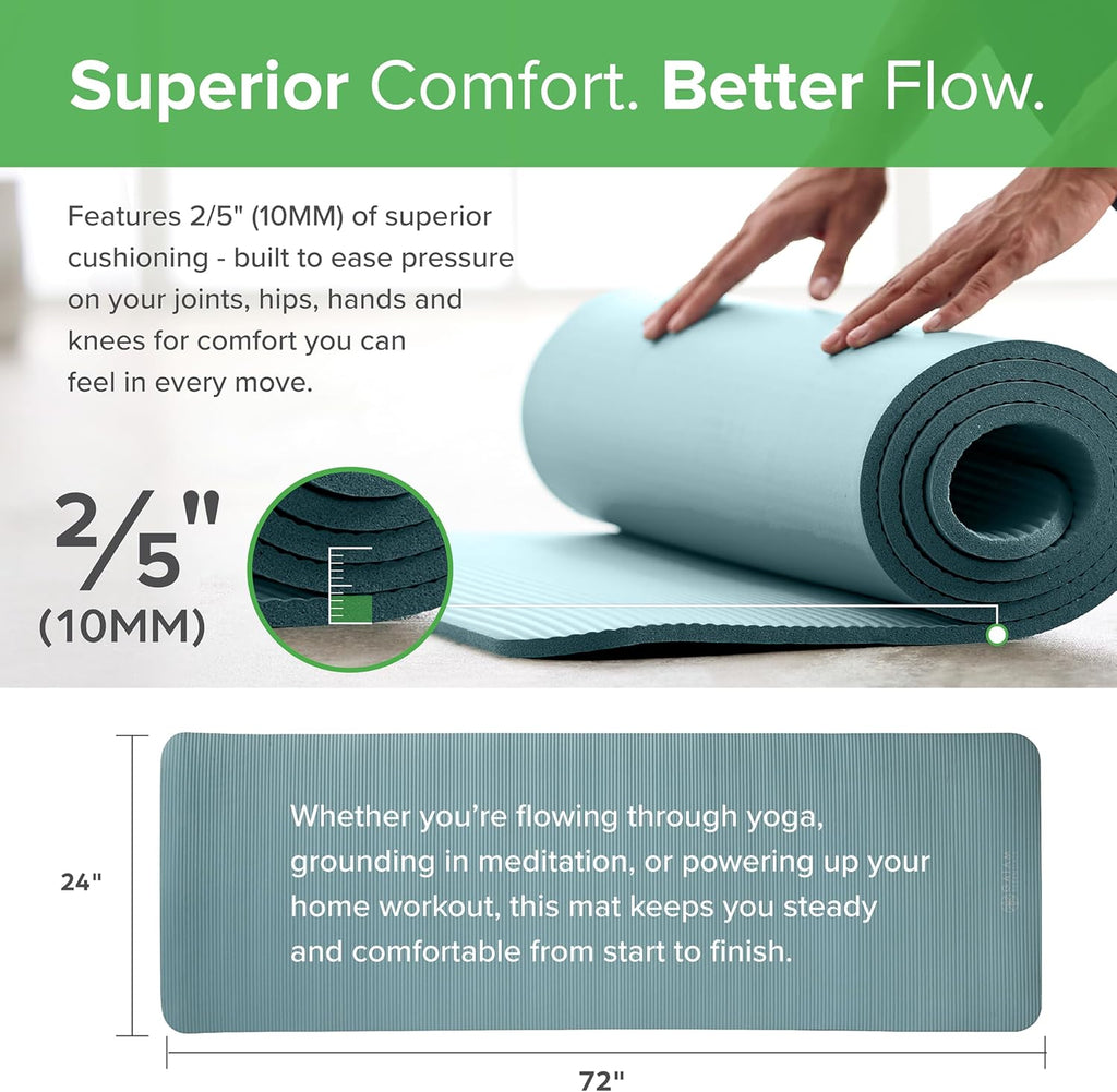 Gaiam Yoga Mat, Pilates & Exercise Mat, Thick 2/5" (10mm) Workout Mat with