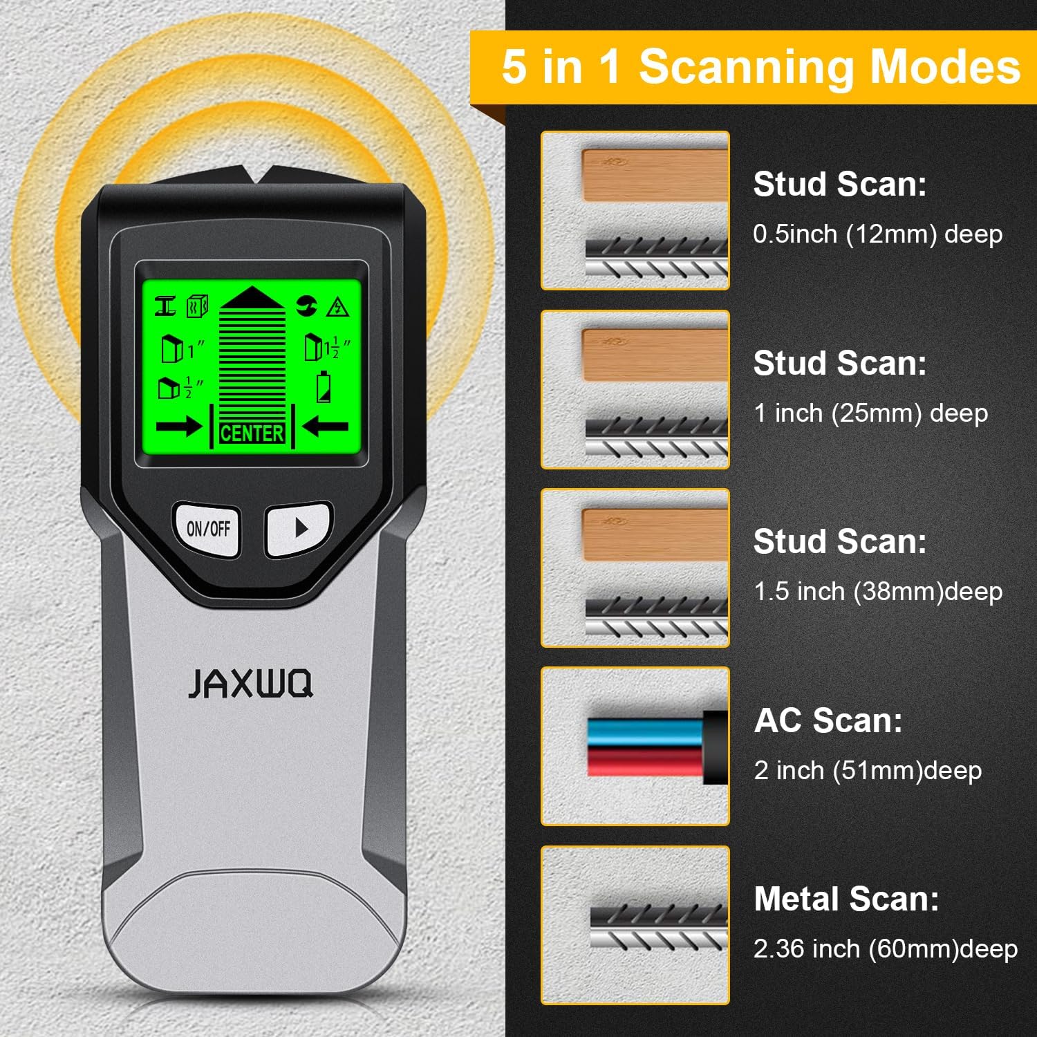 Stud Finder Wall Scanner - 5 in 1 Stud Finder Tool w/Smart Chip and HD LCD