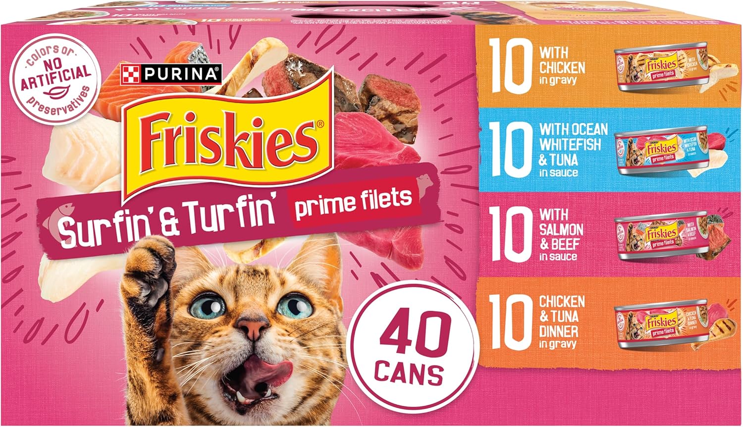 Purina Friskies Gravy Wet Cat Food Variety Pack, Surfin‰۪ and Turfin‰۪ Prime