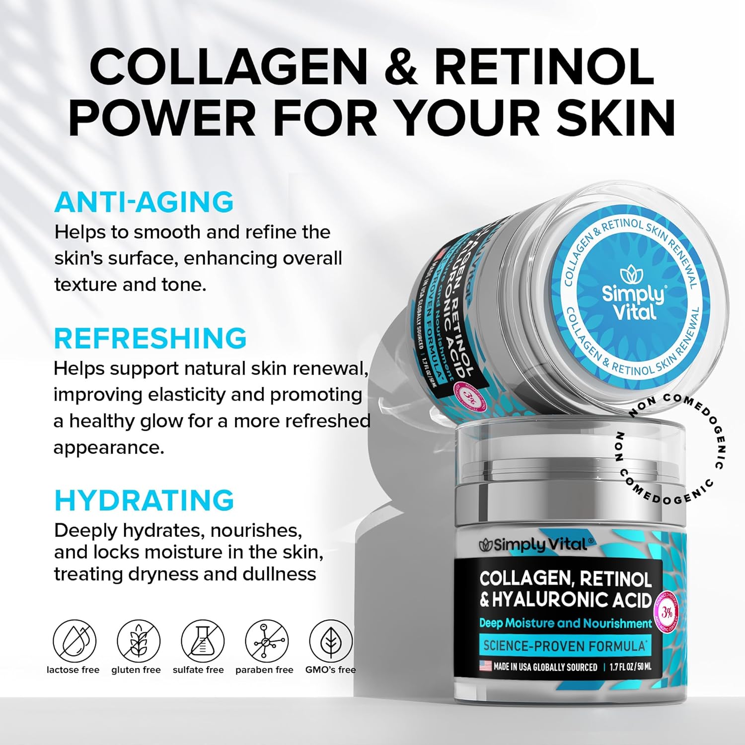 Anti-Aging Face Moisturizer with Retinol, Collagen & Hyaluronic Acid - Made