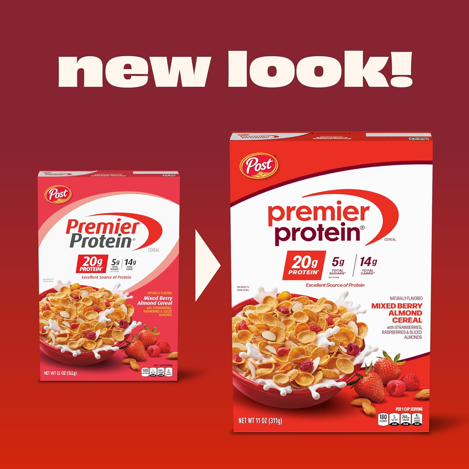 Premier Protein Mixed Berry Almond Cereal, Protein Cereal Flakes Mixed with
