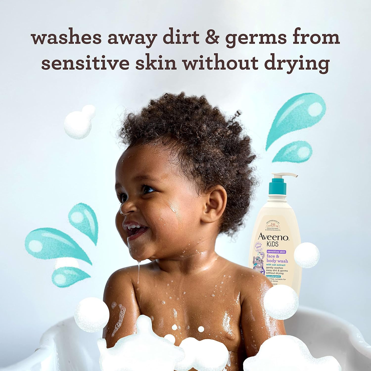 Aveeno Kids Face & Body Wash for Sensitive Skin, Oat Extract, Tear-Free