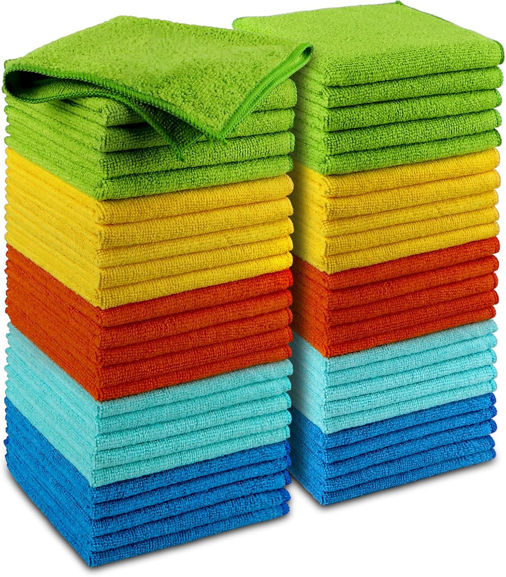 AIDEA Microfiber Cleaning Cloth, 50PK, Microfiber Towels for Cars, Premium Wash Cloths, Dusting Cloth Cleaning Rags, Absorbent Towels for SUVs, House, Kitchen, Window, Cleaning Supplies12ÌÑ12"