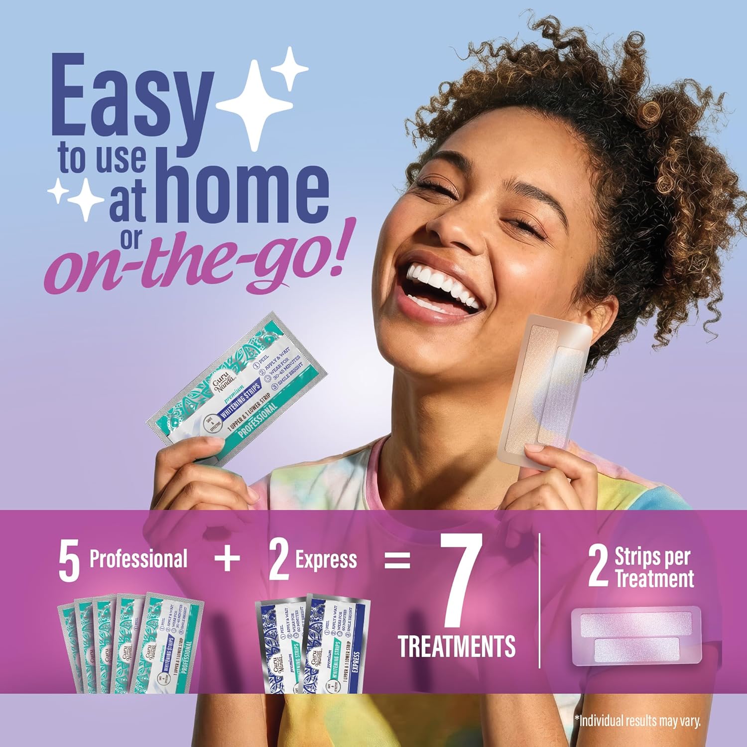 GuruNanda Teeth Whitening Strips - 7-Day Treatment with Non-Slip, Dry Strip Technology - Whitening Designed with Care for a Brighter Smile