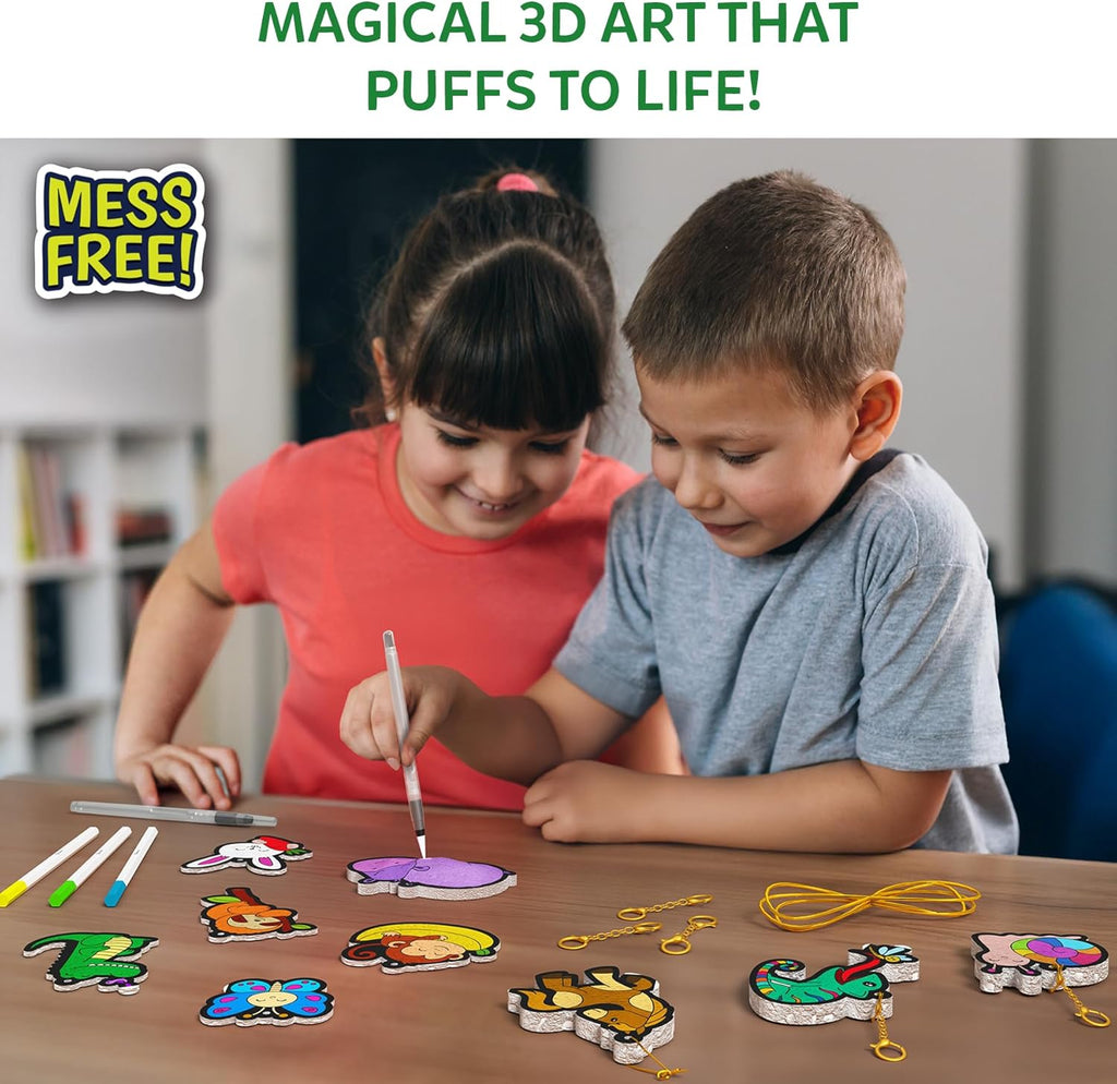 Skillmatics Aqua Puffs - 3D Art Kit, Animals, Mess-Free Paint by Number Craft