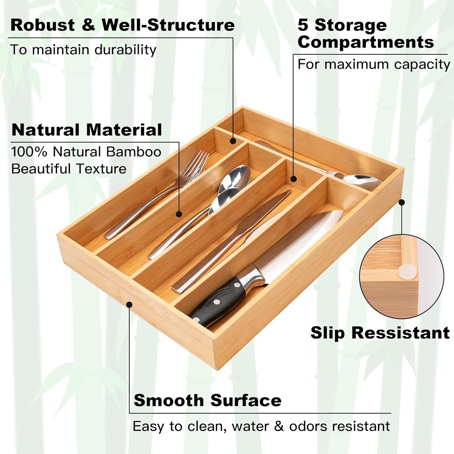 Besilord Silverware Organizer Kitchen Drawer Organizer Utensil Organizer