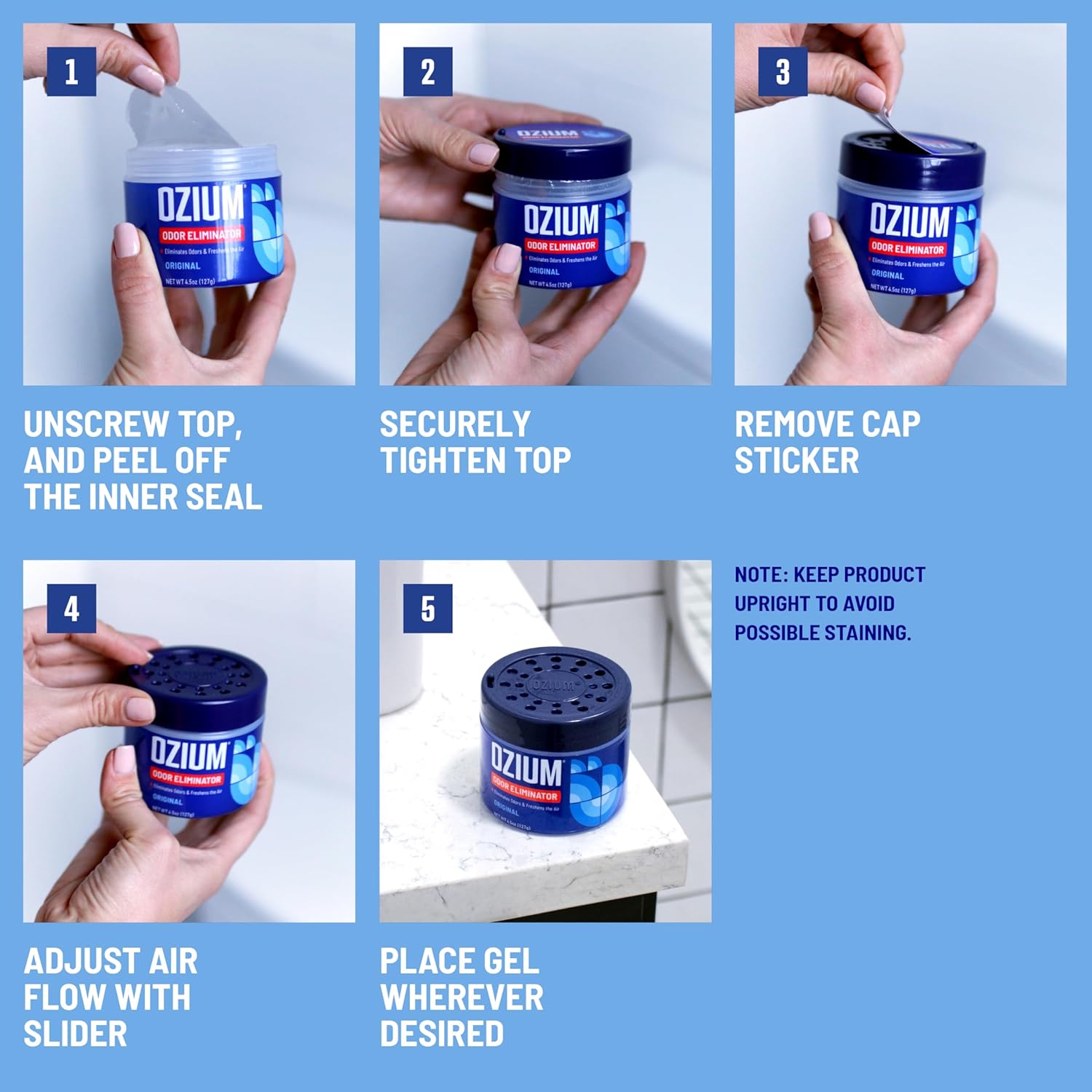 Ozium 4.5 Oz. Odor Eliminating Gel for Homes, Cars, Offices and More