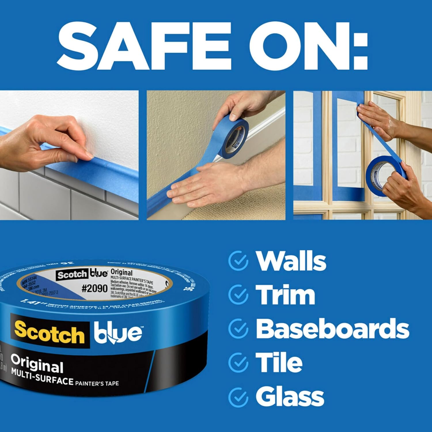 ScotchBlue Original Multi-Surface Painters Tape, 2 Inch Wide (1.88 in. x 60