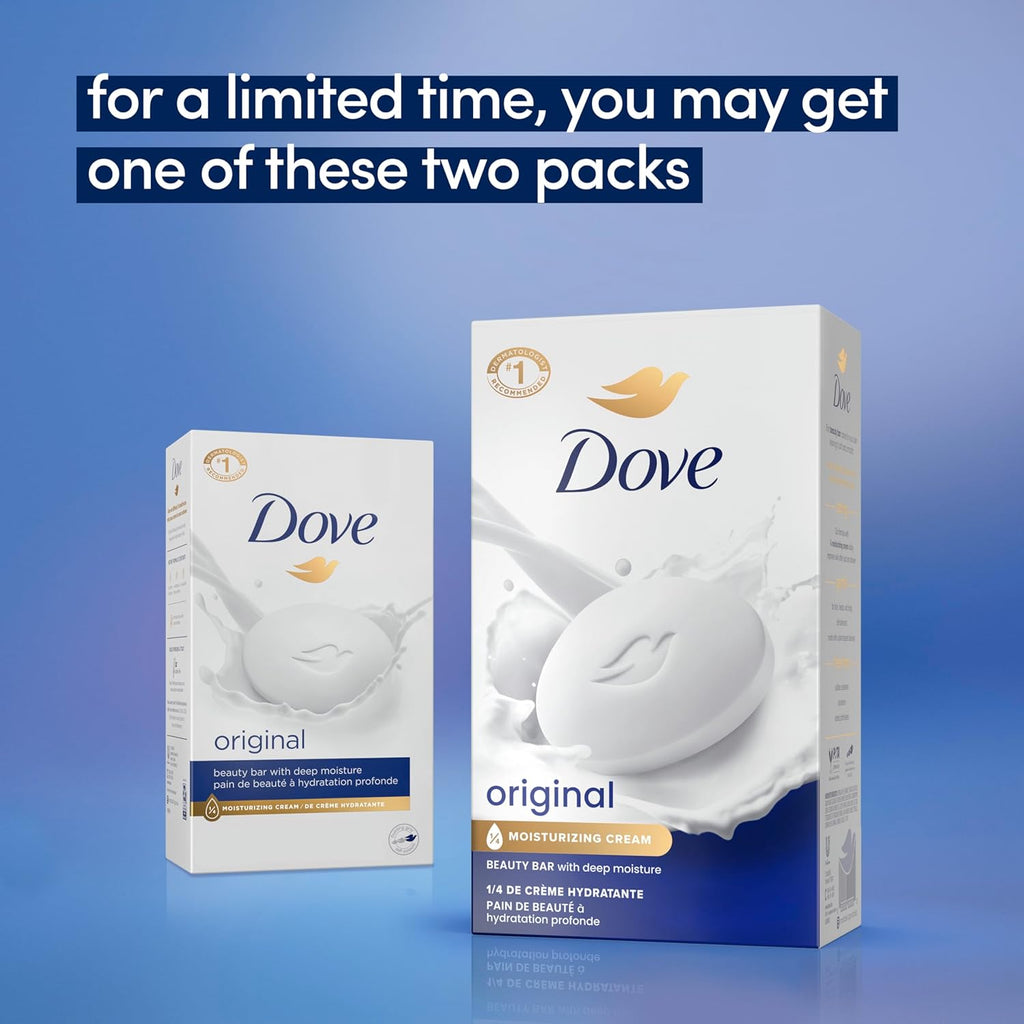 Dove Beauty Bar Soap Original 8 Count for Soft, Smooth Skin, with 1/4