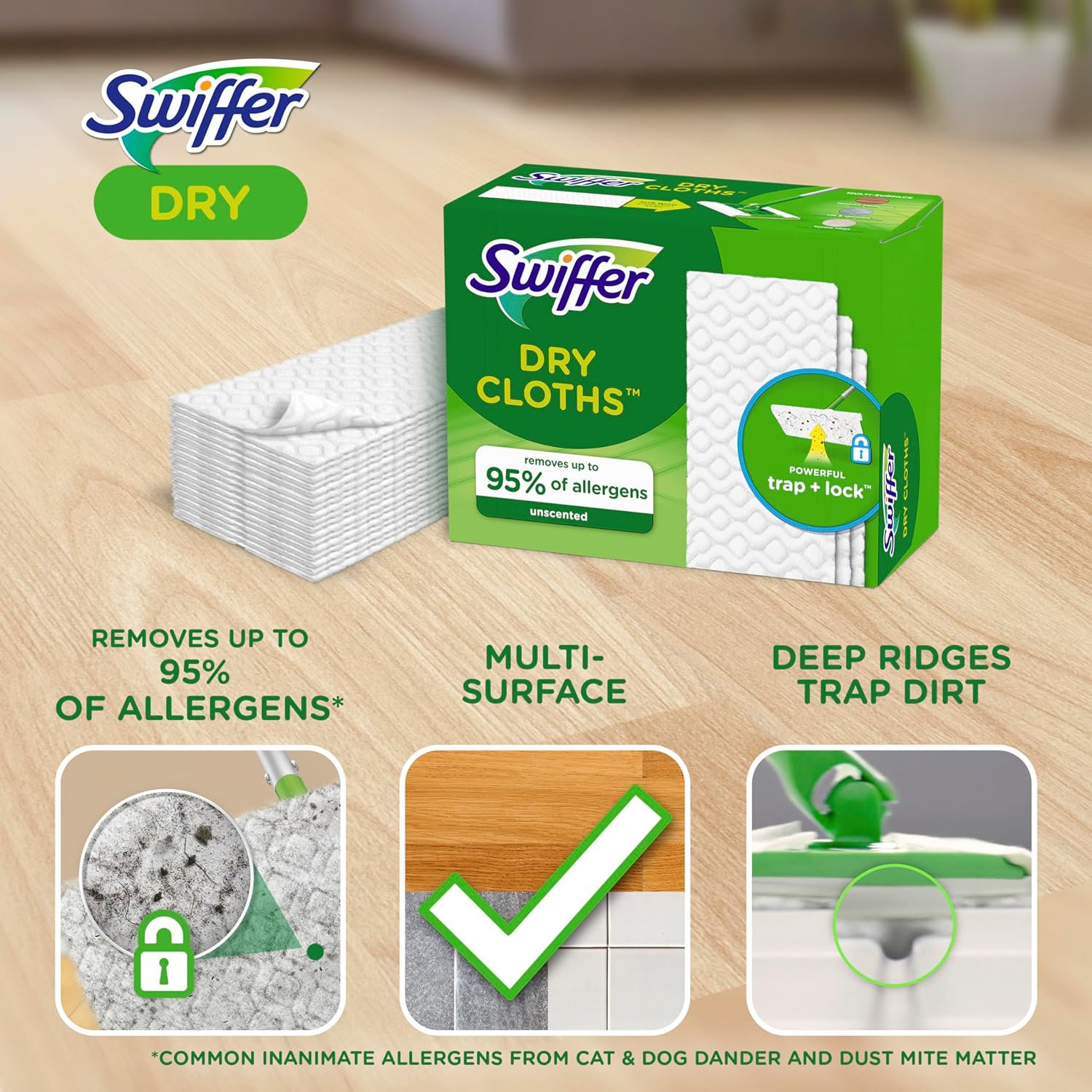 Swiffer Sweep + Mop, Dry Pads Refill, Floor Cleaner for Dirt, Dust, Hair