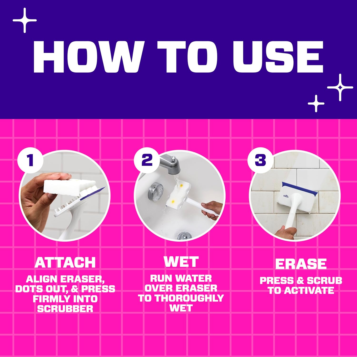 Mr. Clean Magic Eraser Shower & Tub Scrubber, Bathroom Cleaner, All in One
