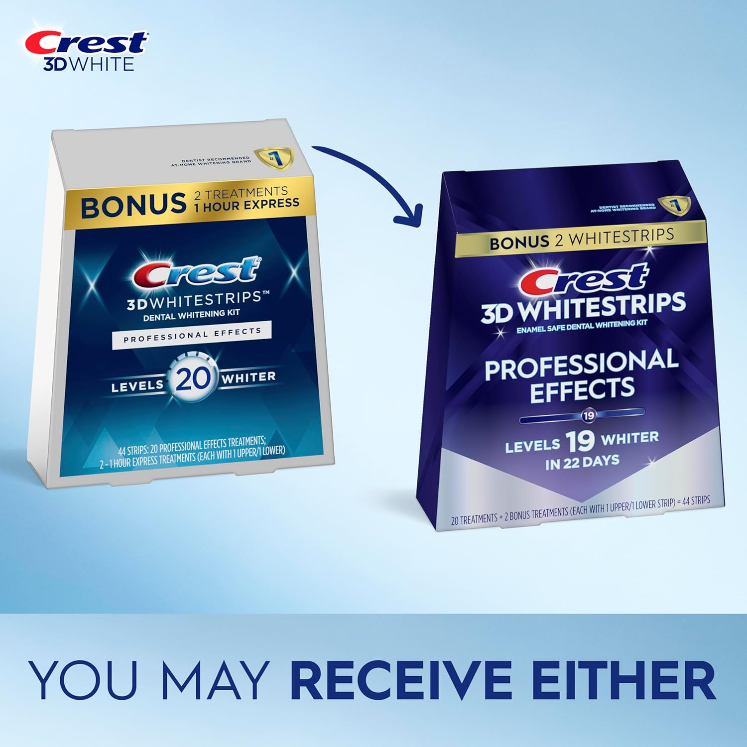Crest 3D Whitestrips Professional Effects ‰ÛÒ Teeth Whitening Kit, 22 Treatments (20 + 2 Bonus), Each with 1 Upper/1Lower, 44 Strips ‰ÛÒ Crest 3DWhite Teeth Whitening Strips