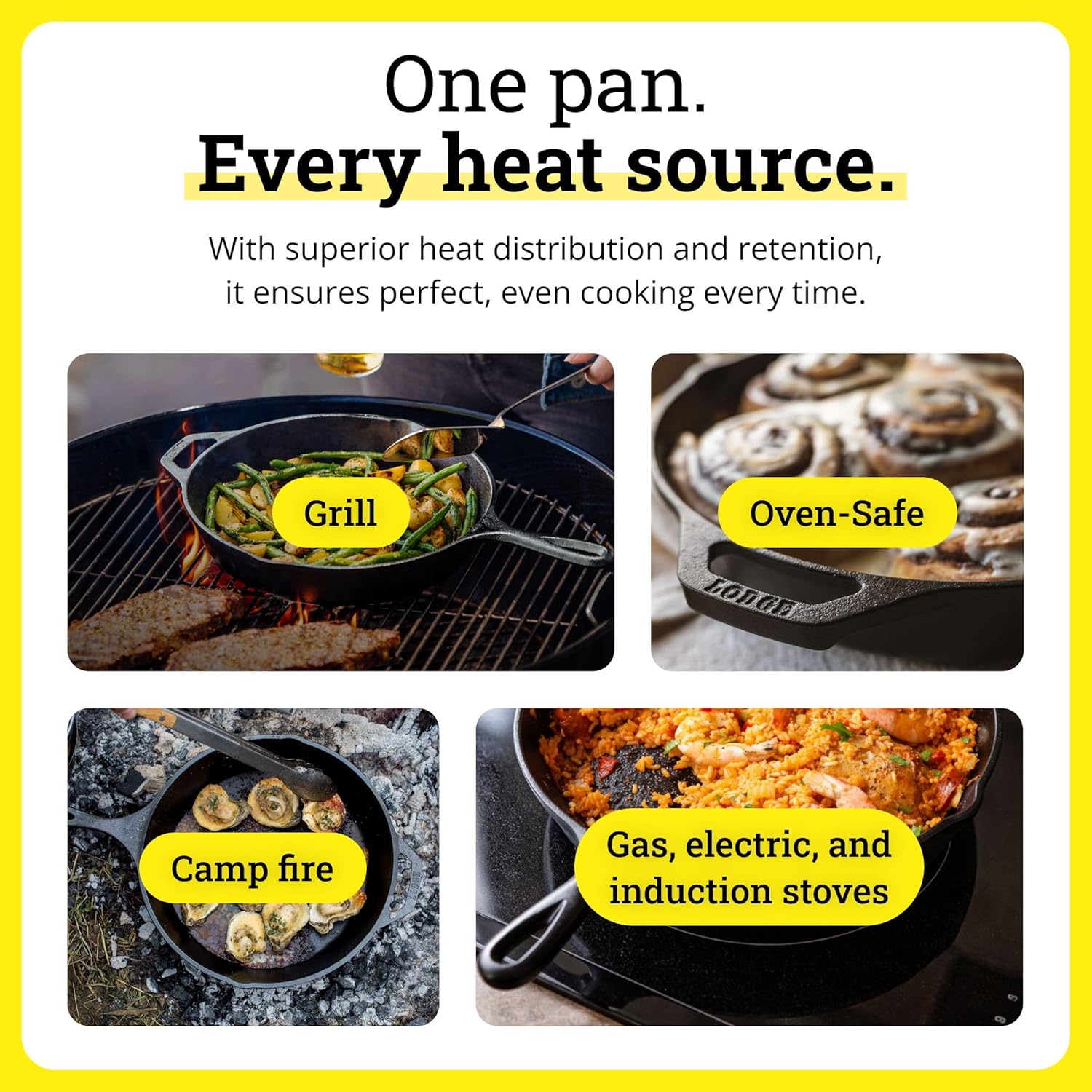 Lodge Seasoned Cast Iron Skillet - PFAS-Free, Non-Toxic Cookware - Use with