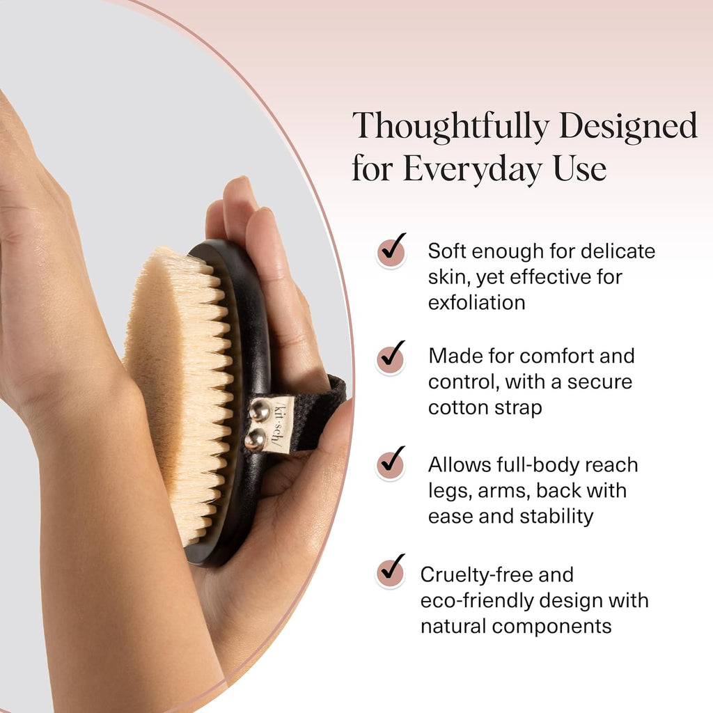 Kitsch Dry Brushing Body Brush for Lymphatic Drainage- Soft Bristles Shower