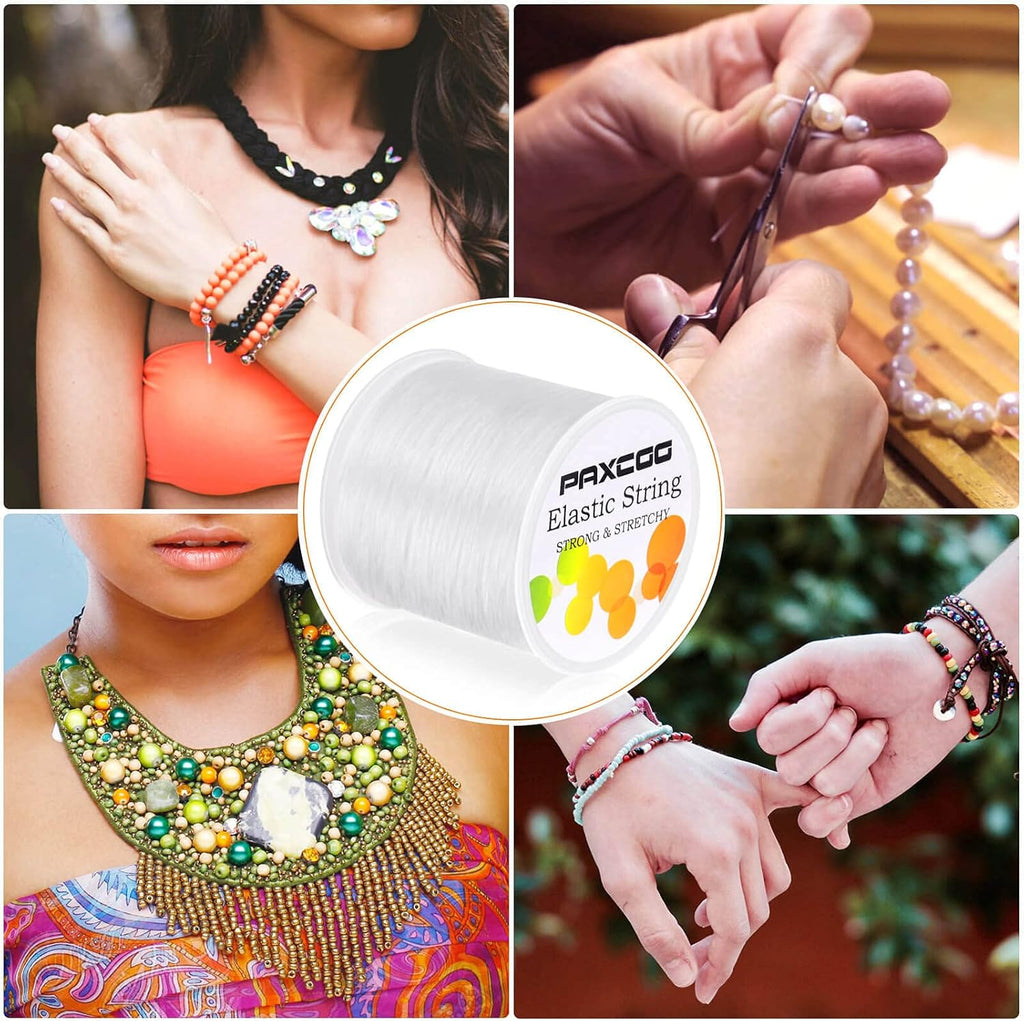 Paxcoo Elastic Bracelet String Cord Stretch Bead Cord for Jewelry Making and Bracelets Making