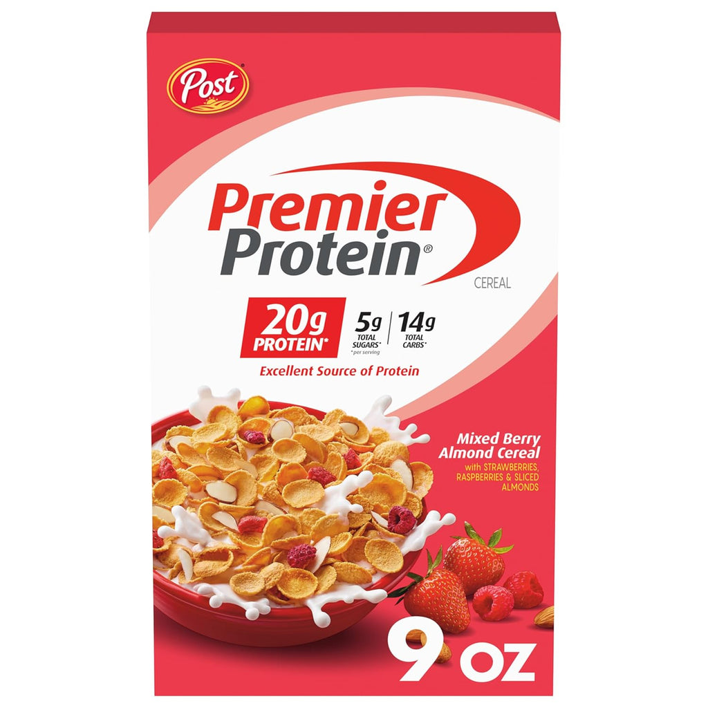 Premier Protein Mixed Berry Almond Cereal, Protein Cereal Flakes Mixed with