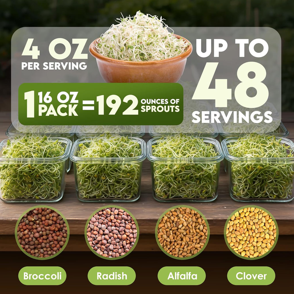Nature Jim‰۪s Sprouts Organic Salad Mix ‰ÛÒ Non-GMO Microgreen Seeds, Perfect for Growing Nutritious Organic Broccoli, Alfalfa, Radish & Clover Sprouts ‰ÛÒ Easy Indoor/Outdoor Home Sprouting Seeds ‰ÛÒ 1lb