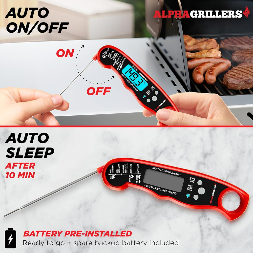 Alpha Grillers Meat Thermometer Digital ‰ÛÒ Instant Read Food Thermometer for Cooking & Grilling ‰ÛÒ Professional Kitchen Gifts for Men, Dad & Mom