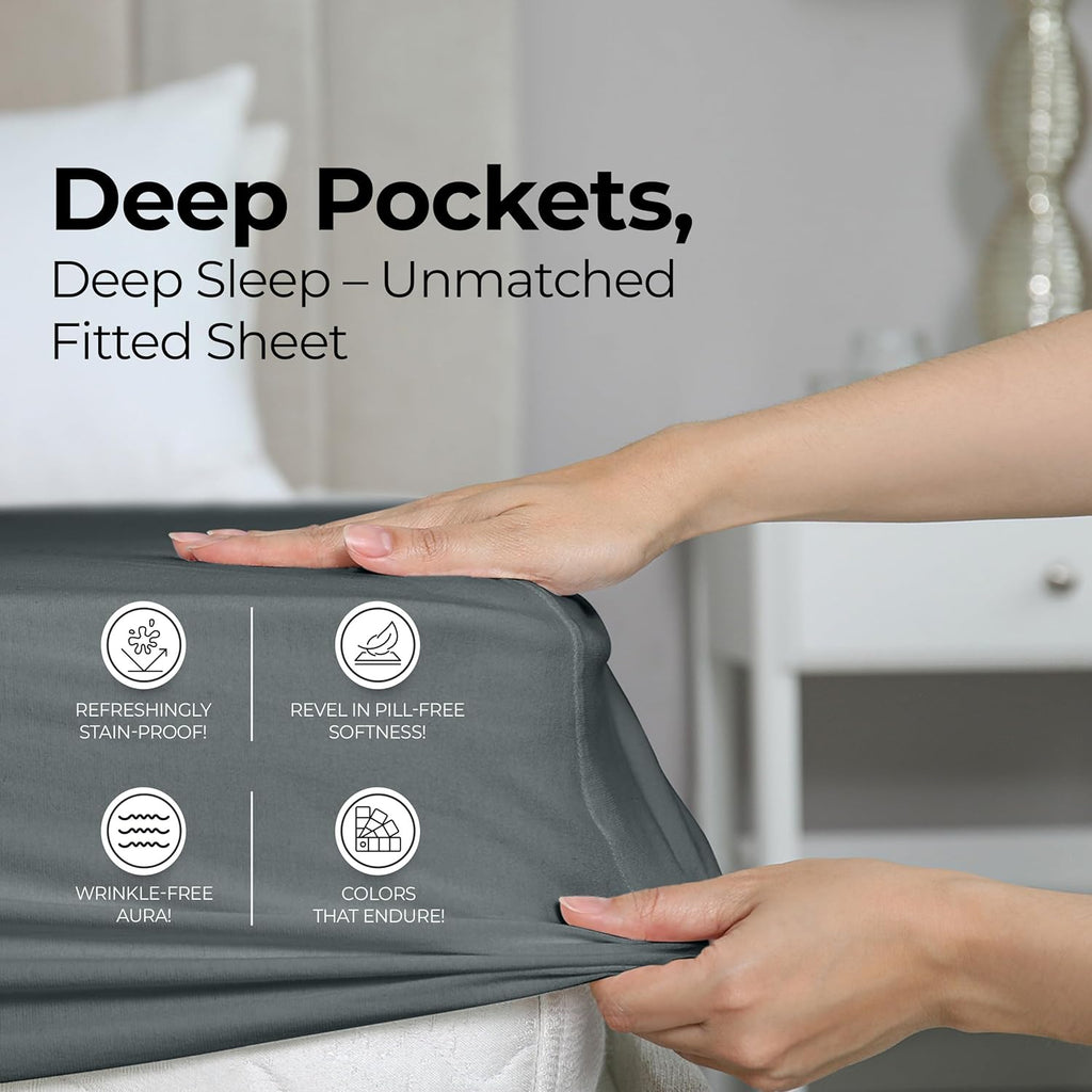 Utopia Bedding Queen Fitted Sheet - Bottom Sheet - Deep Pocket - Soft