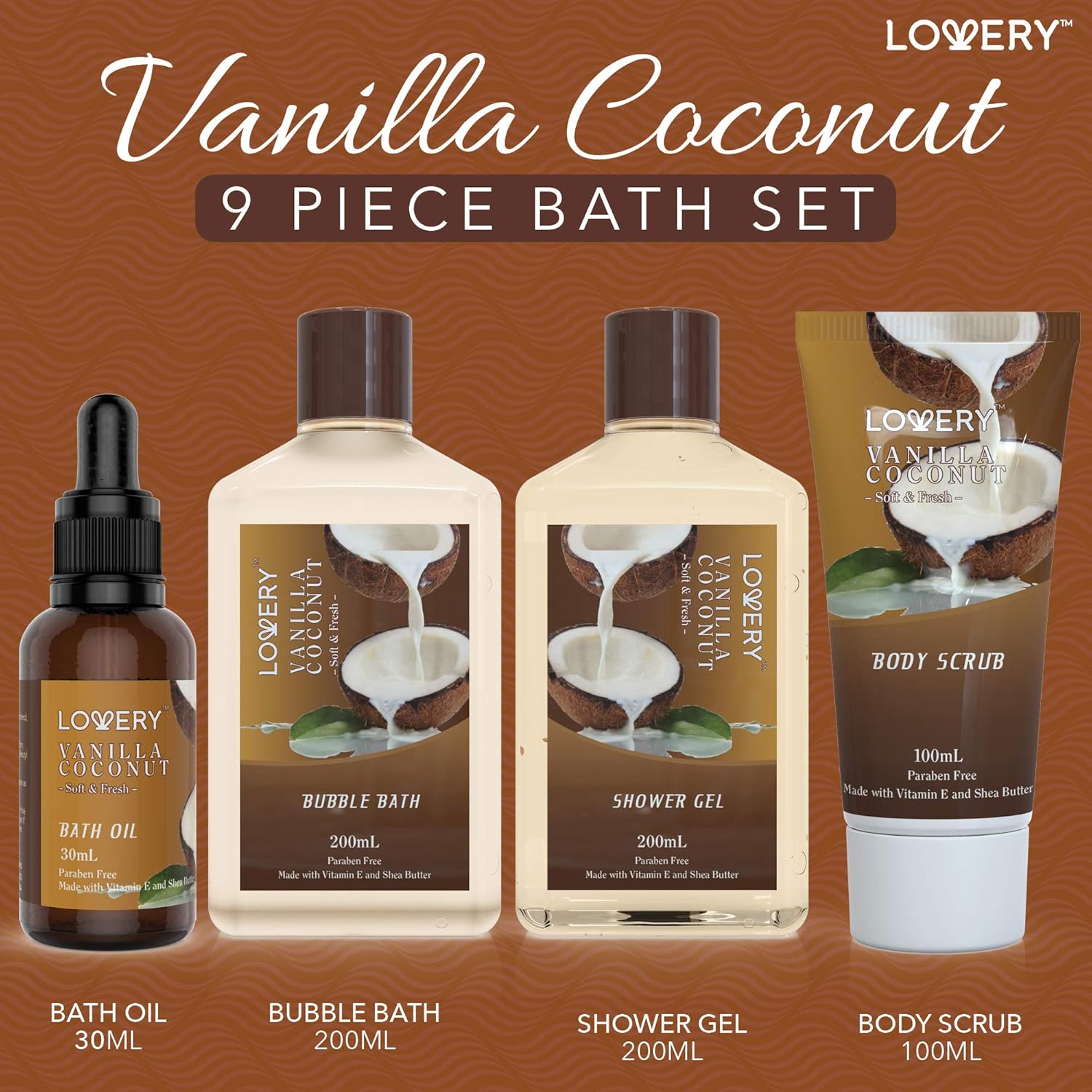 Gifts For Women Gift Basket for Women‰ÛÒ 9 Piece Set of Vanilla Coconut Home
