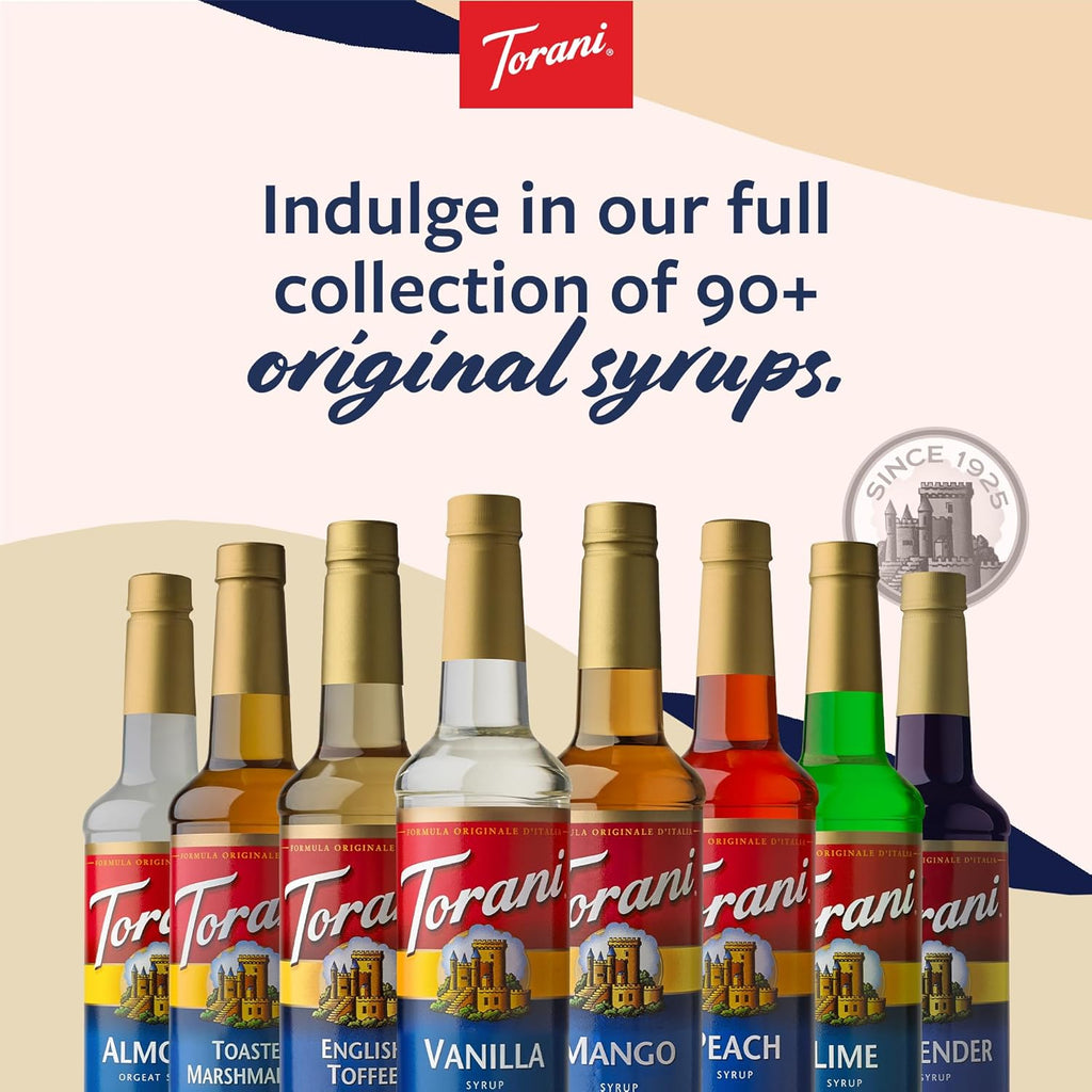 Torani Coffee Syrup, Vanilla Flavored Syrup for Drinks, Pump Included, 25.4