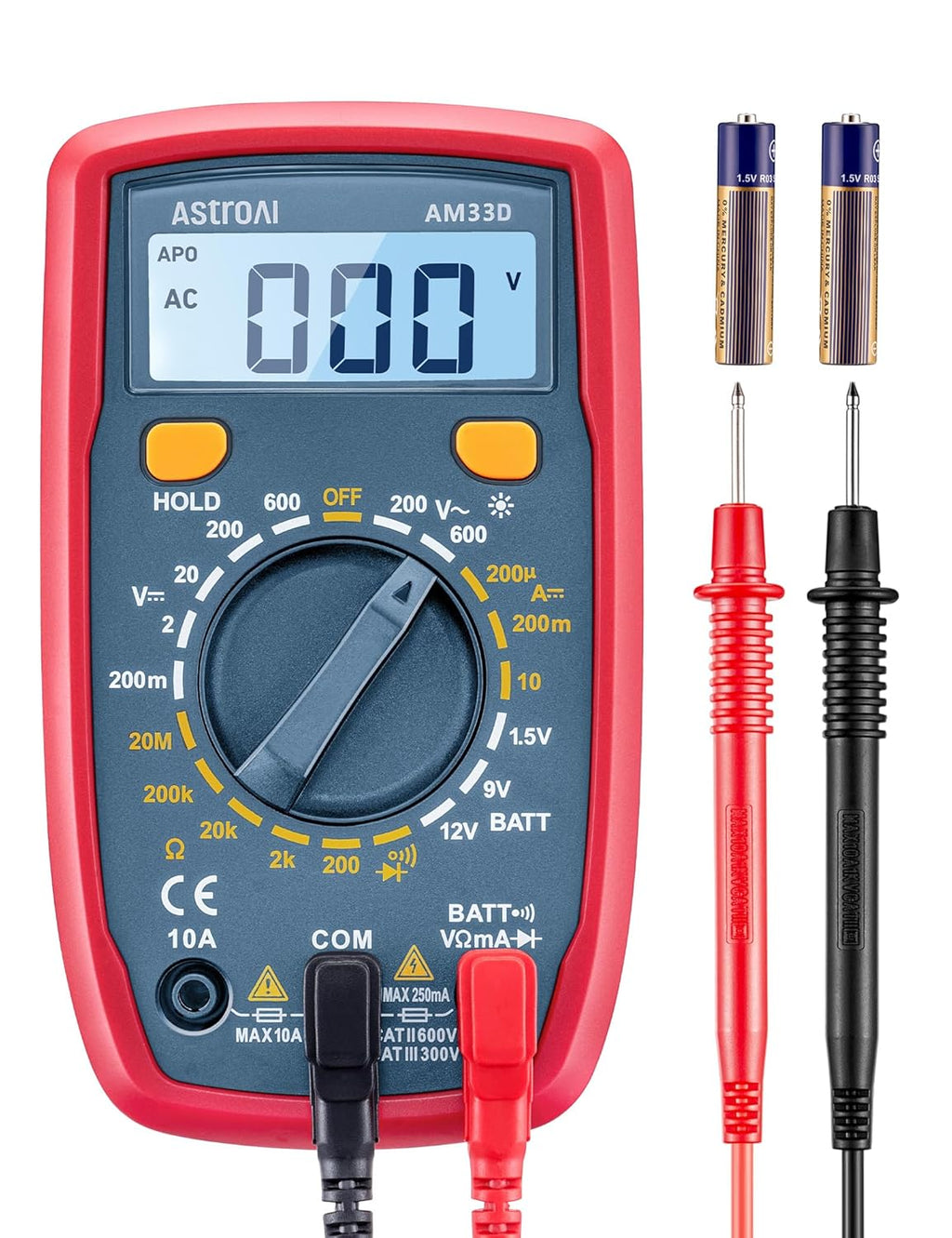 AstroAI Digital Multimeter Tester 2000 Counts with DC AC Voltmeter and Ohm