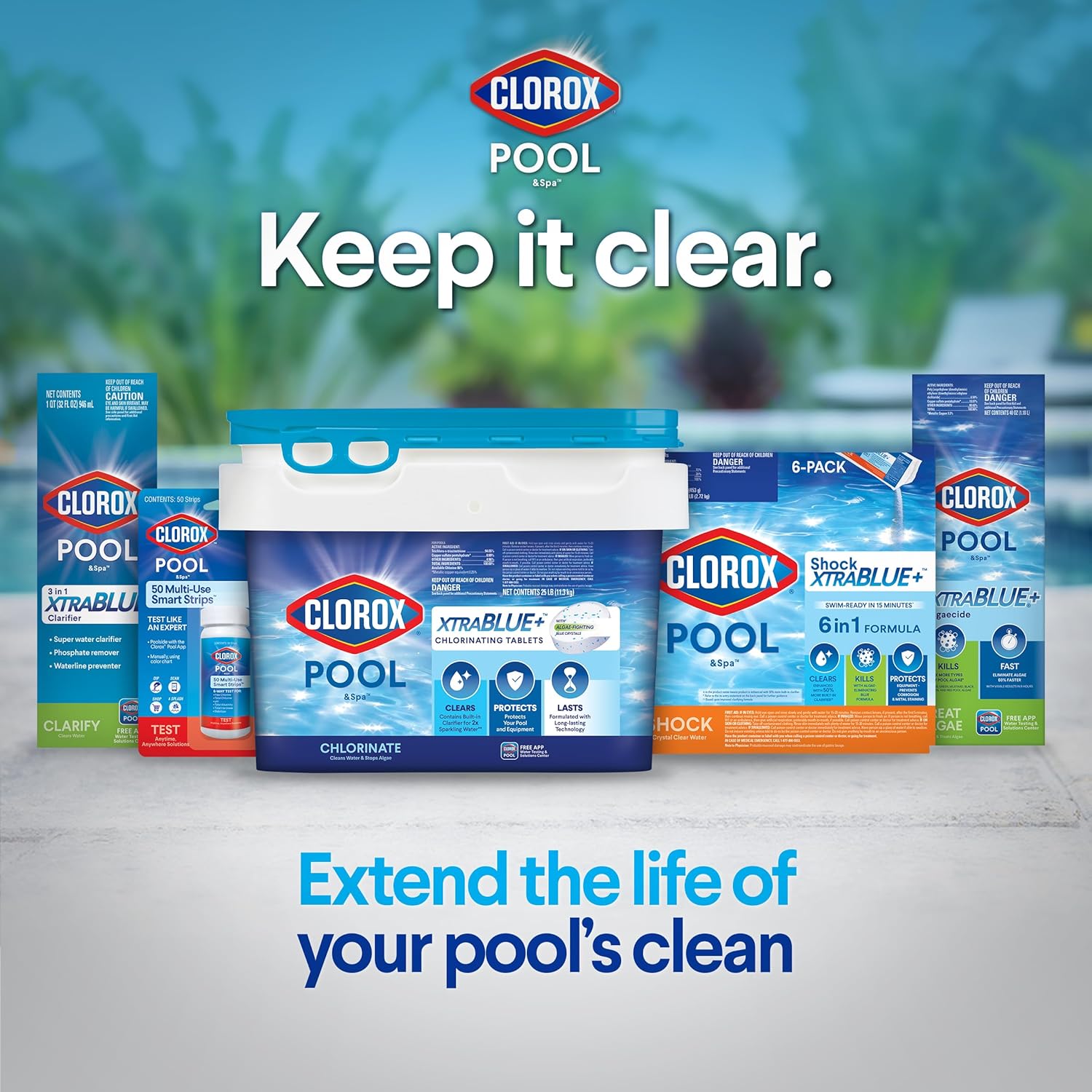 Cloroxå¨ Pool&Spa‰ã¢ Shock XTRABLUEå¨ Plus, Kills Bacteria & Algae in Swimming Pools, Swim-Ready in 15 Minutes, (12-Pack), Granular