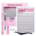 OKAYLOVE Idol Natural Lash Clusters Kit Clear Band Eyelash Clusters Kit CC Curl 9-16mm Cluster Eyelash Extensions DIY Wispy Individual Lashes with Bond and Seal, Remover, Tweezers for Korean Makeup