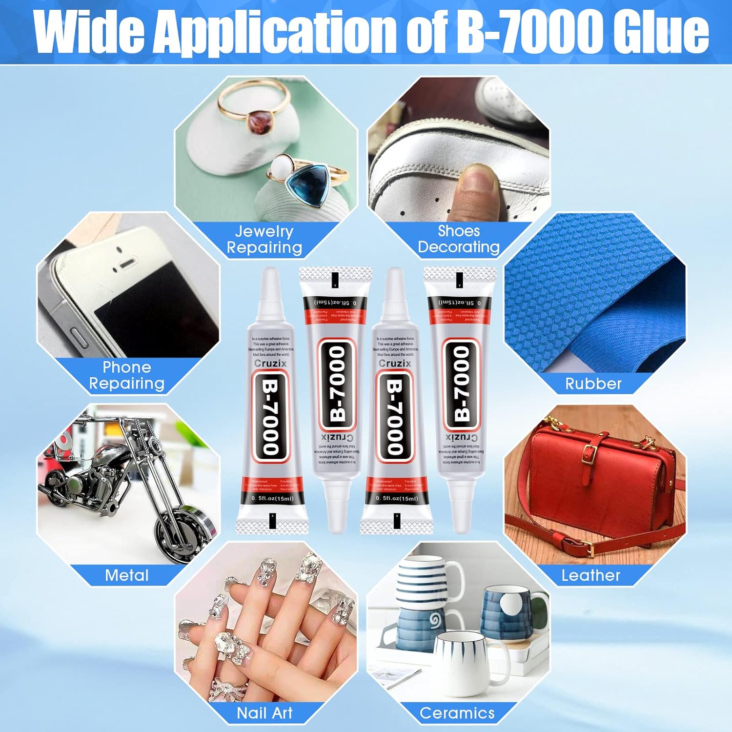B-7000 Glue Clear for Rhinestone Crafts, Jewelry and Bead Adhesive B7000 Semi