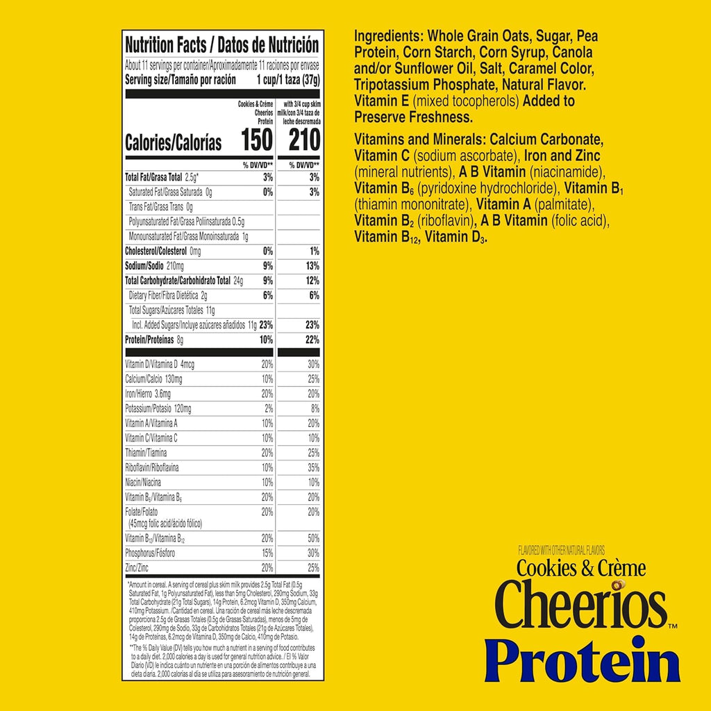 Cheerios Protein Cereal, Cookies and Cr̬me, 8g Protein, Family Size, 15 oz