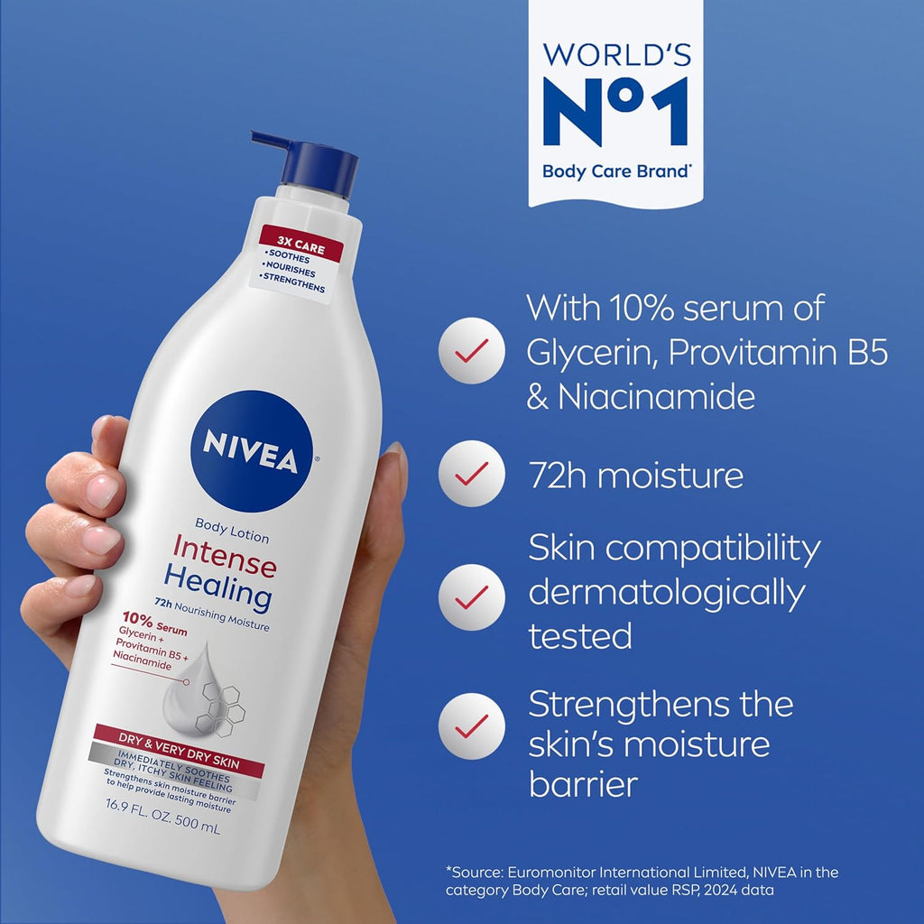 NIVEA Intense Healing Body Lotion for Very Dry, Itchy Skin with Glycerin