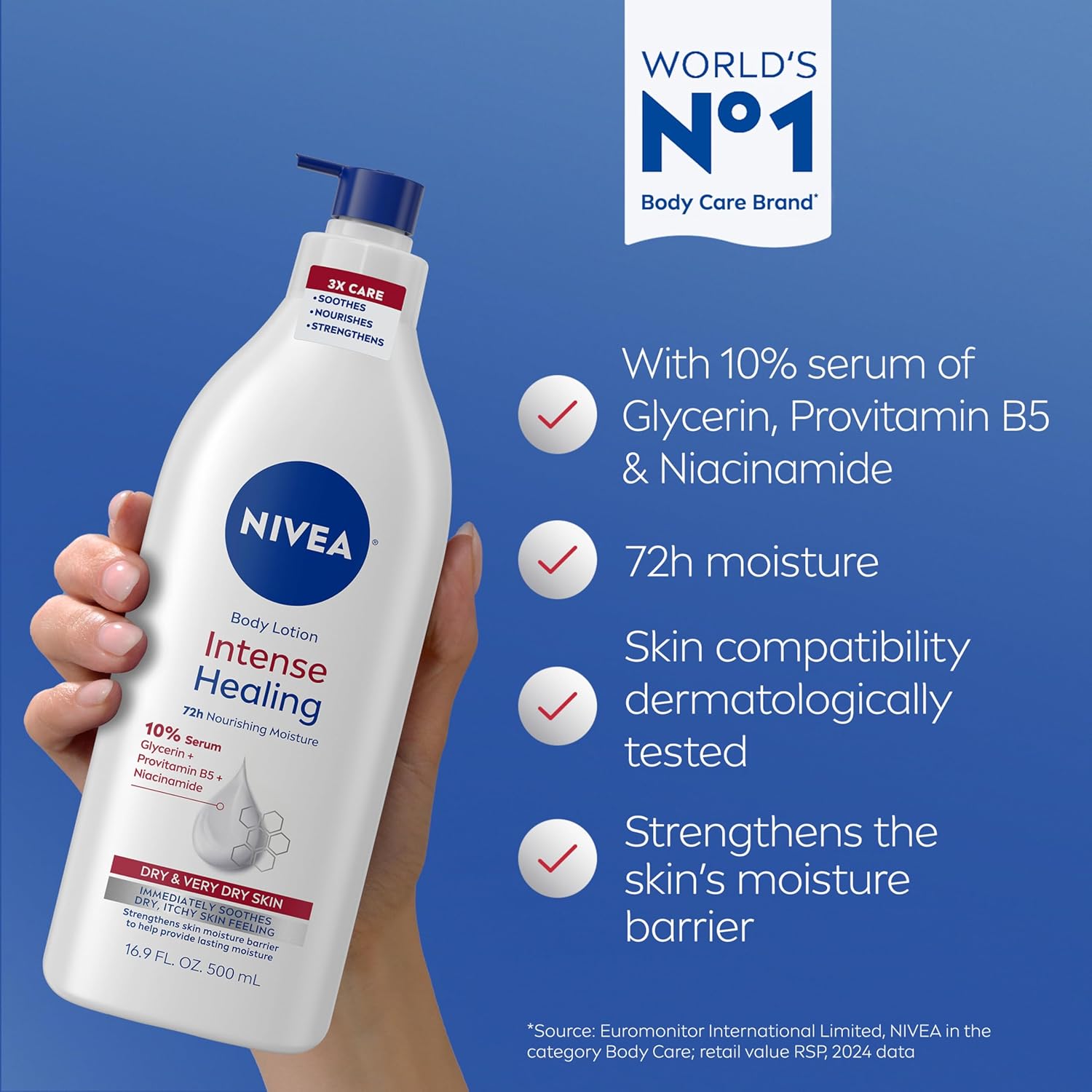 NIVEA Intense Healing Body Lotion for Very Dry, Itchy Skin with Glycerin