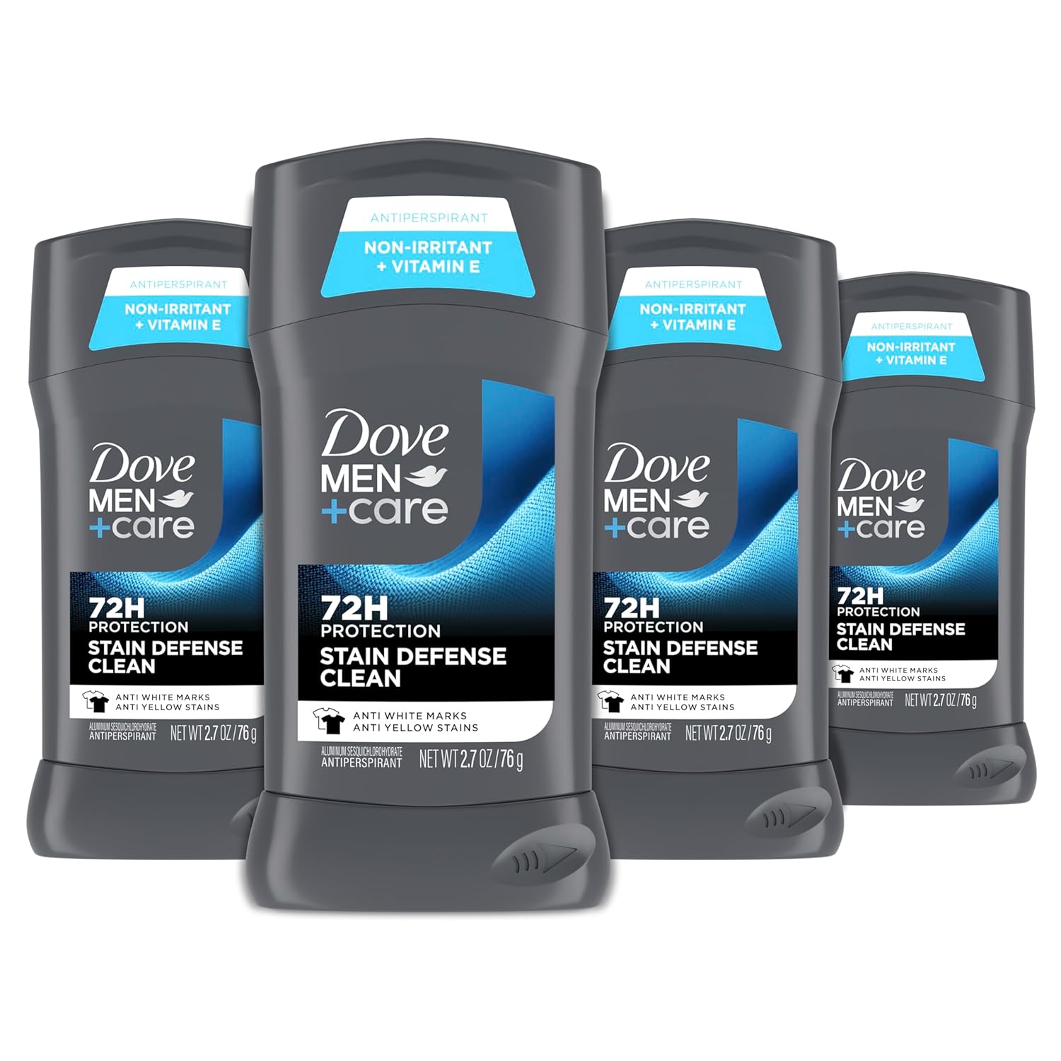Dove Men+Care Deodorant Stick 4 Count Stain Defense Clean for Men, Anti-white