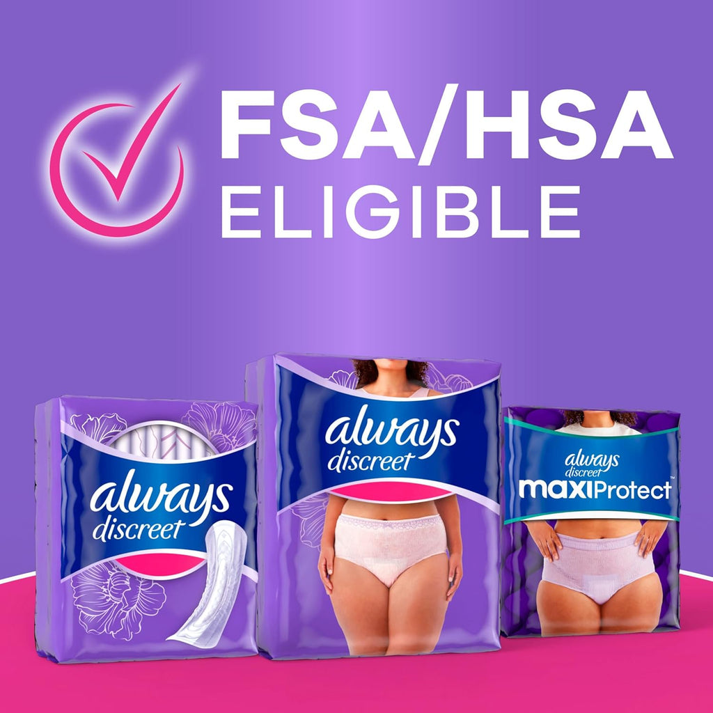 Always Discreet Adult Diapers for Women, Incontinence Underwear, Postpartum