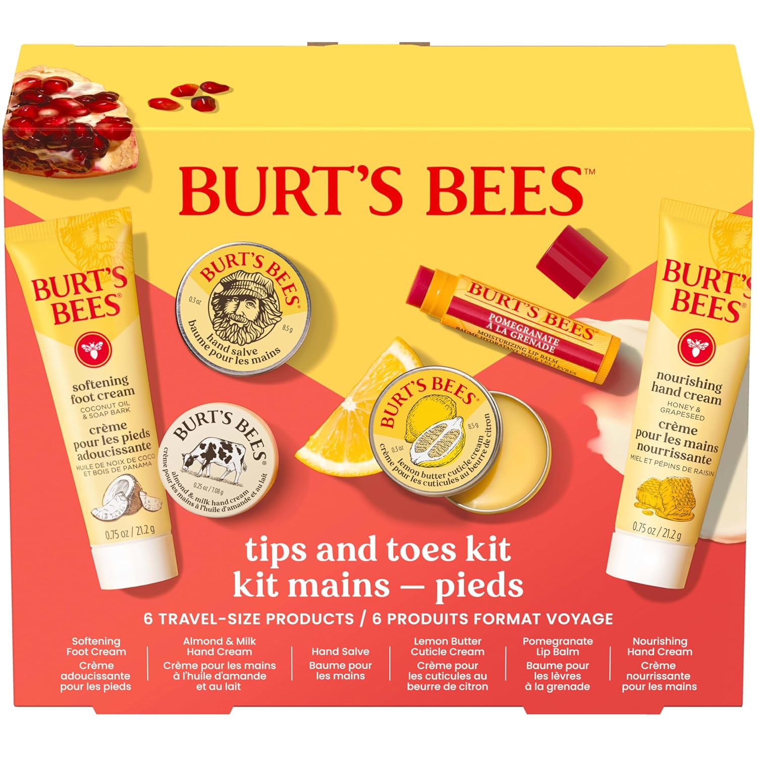 Burt's Bees Gifts Ideas, Tips and Toes Kit, 6 Travel Size Products